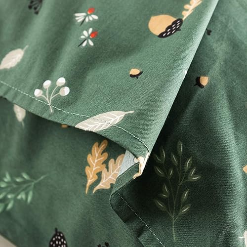 Miniatura 4 de YuHeGuoJi - Juego de 2 fundas de almohada botánicas, 100% algodón, color verde salvia, con hojas beige y gris decorativas, tamaño Queen, fundas de