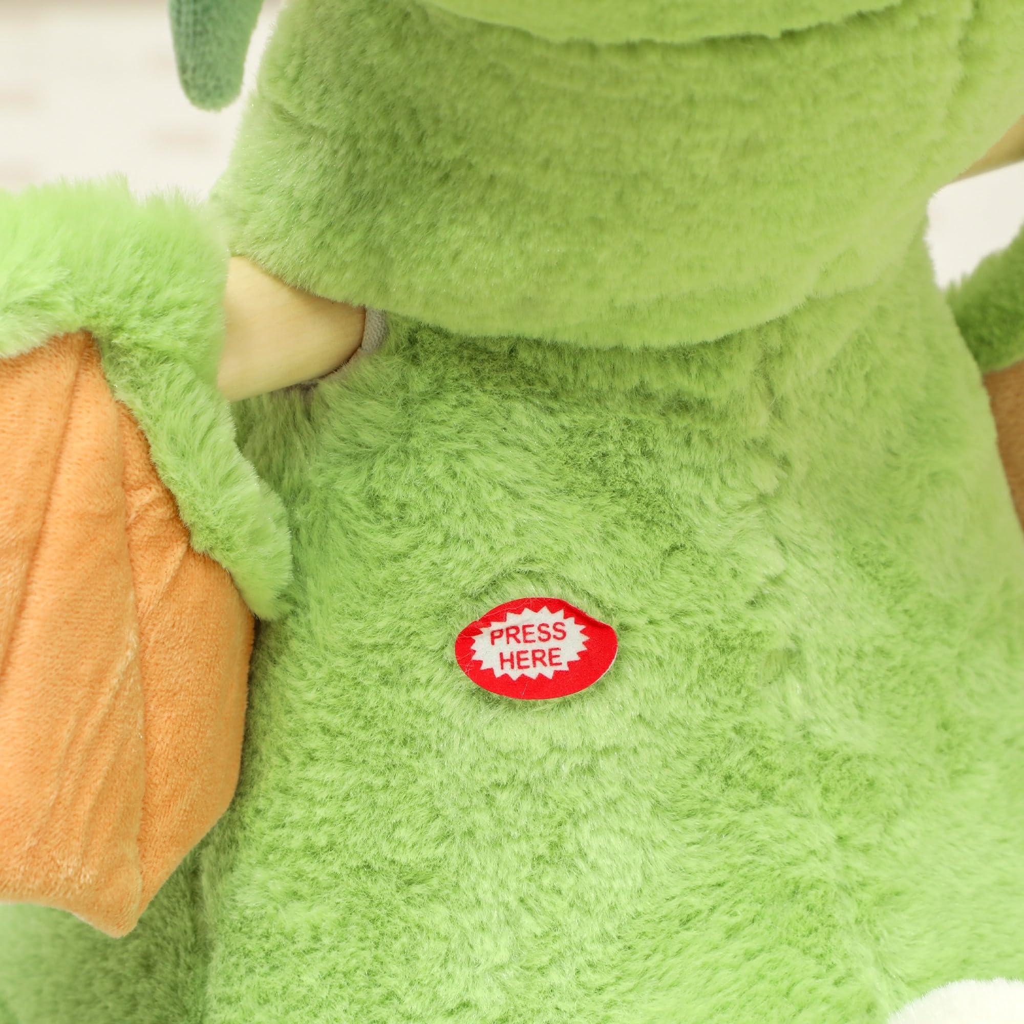 AIYAPLAY Caballito Balancín para Bebés con Sonido de Dragón, Caballo Balancín de Peluche con Base de Madera, Cinturón de Seguridad, para Niños de 18-36 Meses, Verde