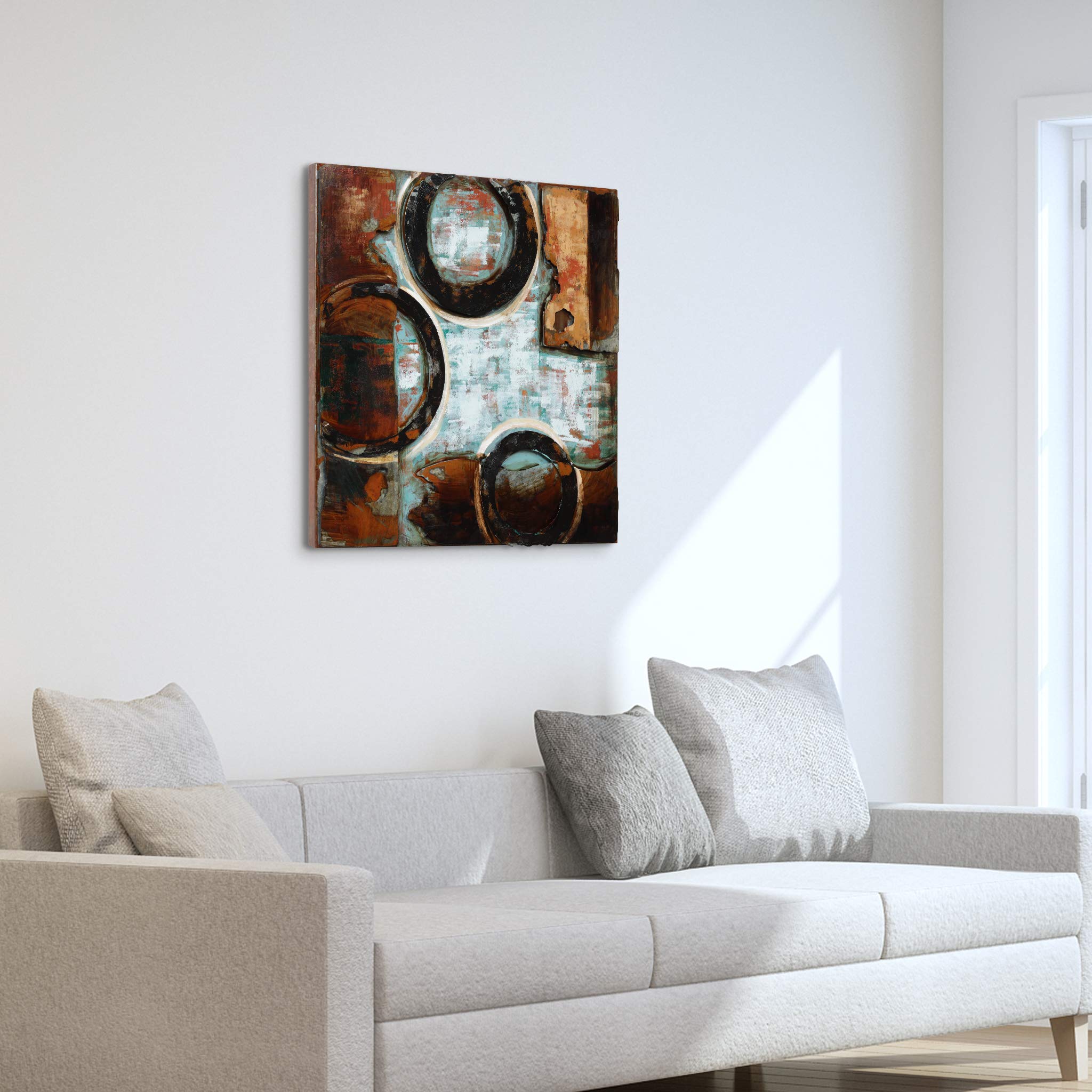 Empire Art Direct "Revolutions 2" Mixed Media Hand Painted Iron Wall Sculpture by Primo