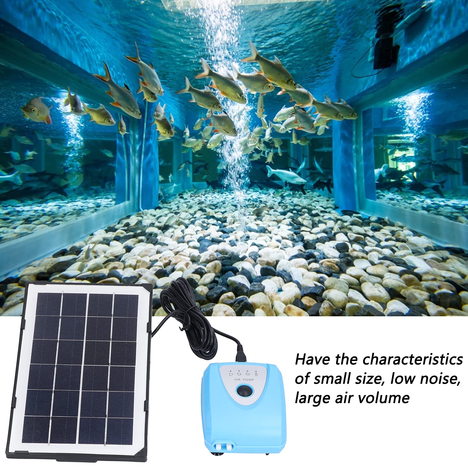 Oxigenador Energ¨ªa Solar,Bajo Nivel Ruido,Bomba Aire Solar Larga Duraci¨®n,Bomba Aire Acuario Alto Factor Seguridad para Peces, Acuarios,Entusiastas Los Peces,Peceras El