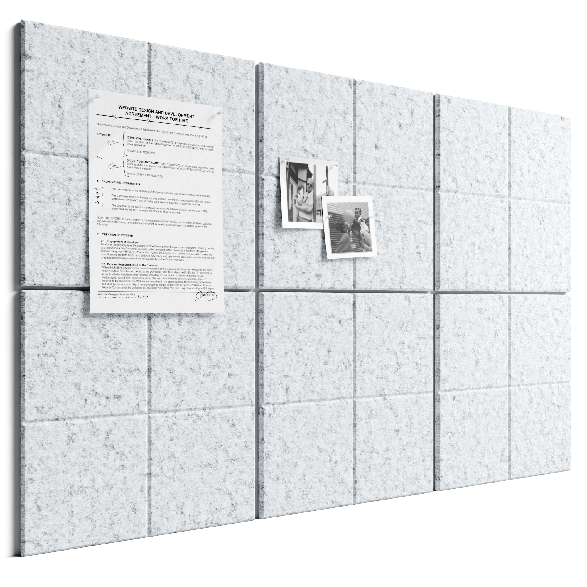 Bumusty Large Cork Board Alternative 36 x24 Felt Bulletin Board Tiles, with 30 Pushpins, 40 Adhesive Tabs
