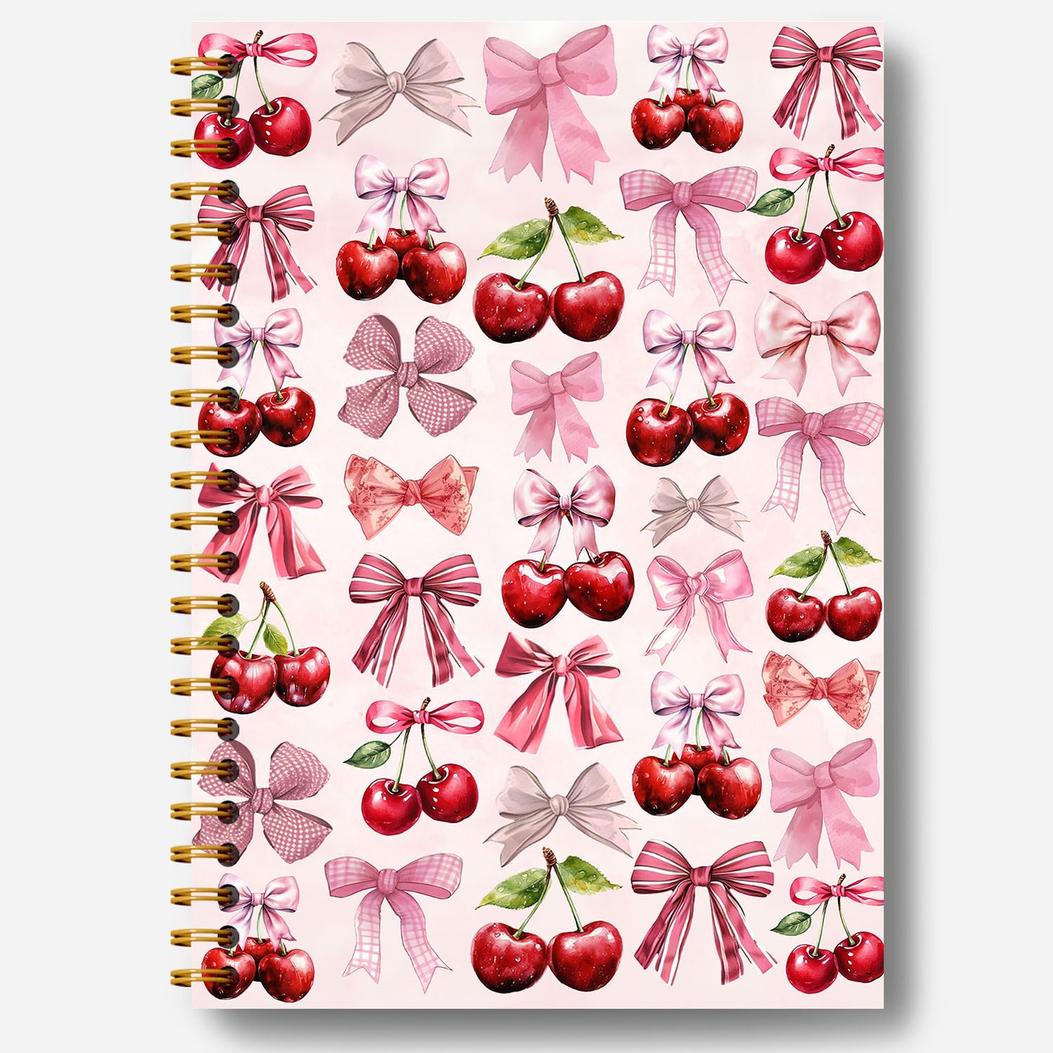 Carnet de notes à spirales avec nœud rose et couverture rigide esthétique pour femme