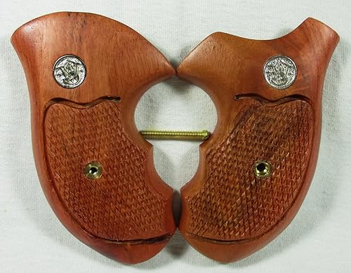 Puños de madera a cuadros para revólveres S&W, marco J, guardaespaldas, trasero redondo, nuevo