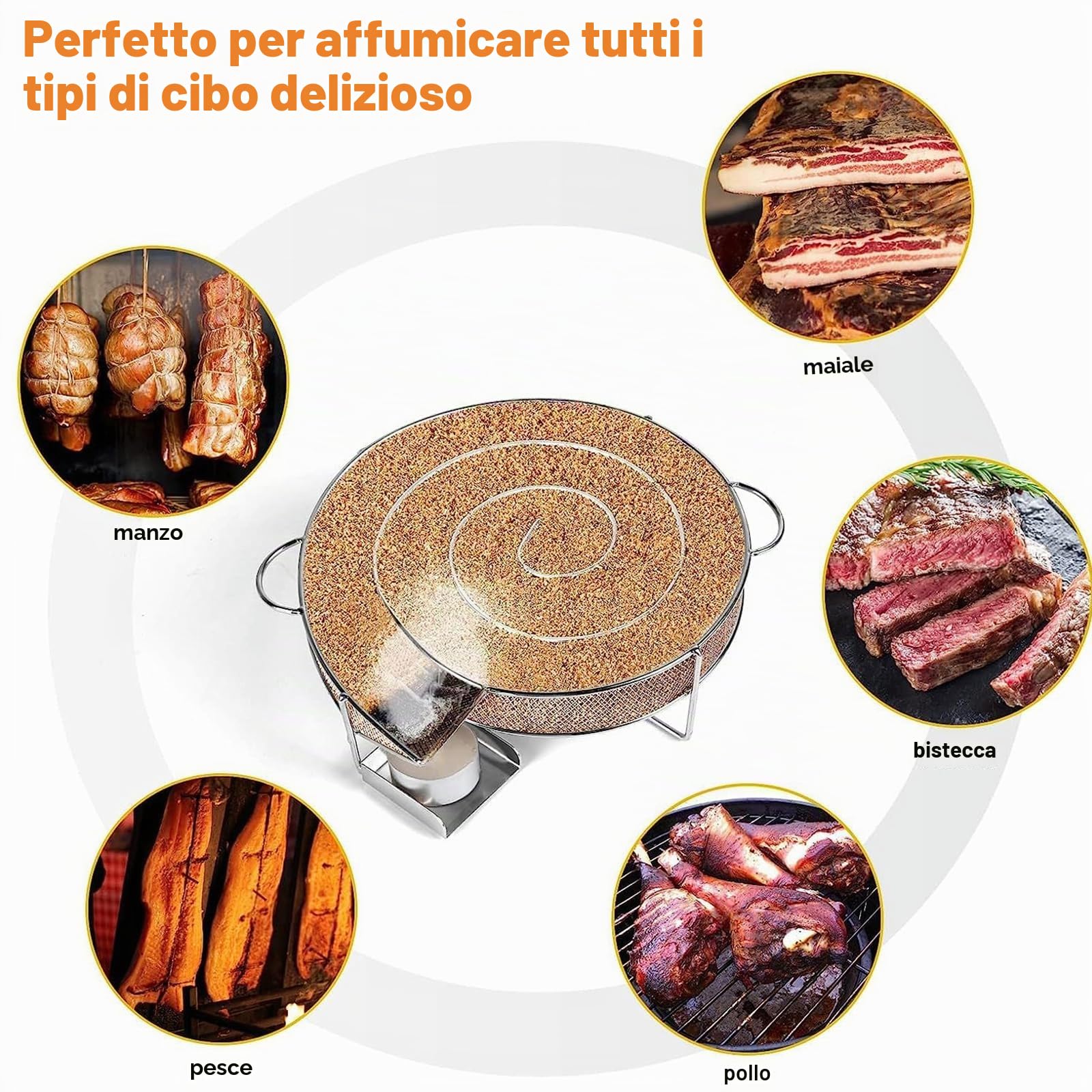 Generatore di affumicatura a freddo, in acciaio inox, con manico, generatore di fumo freddo per affumicatore, generatore di fumo per barbecue