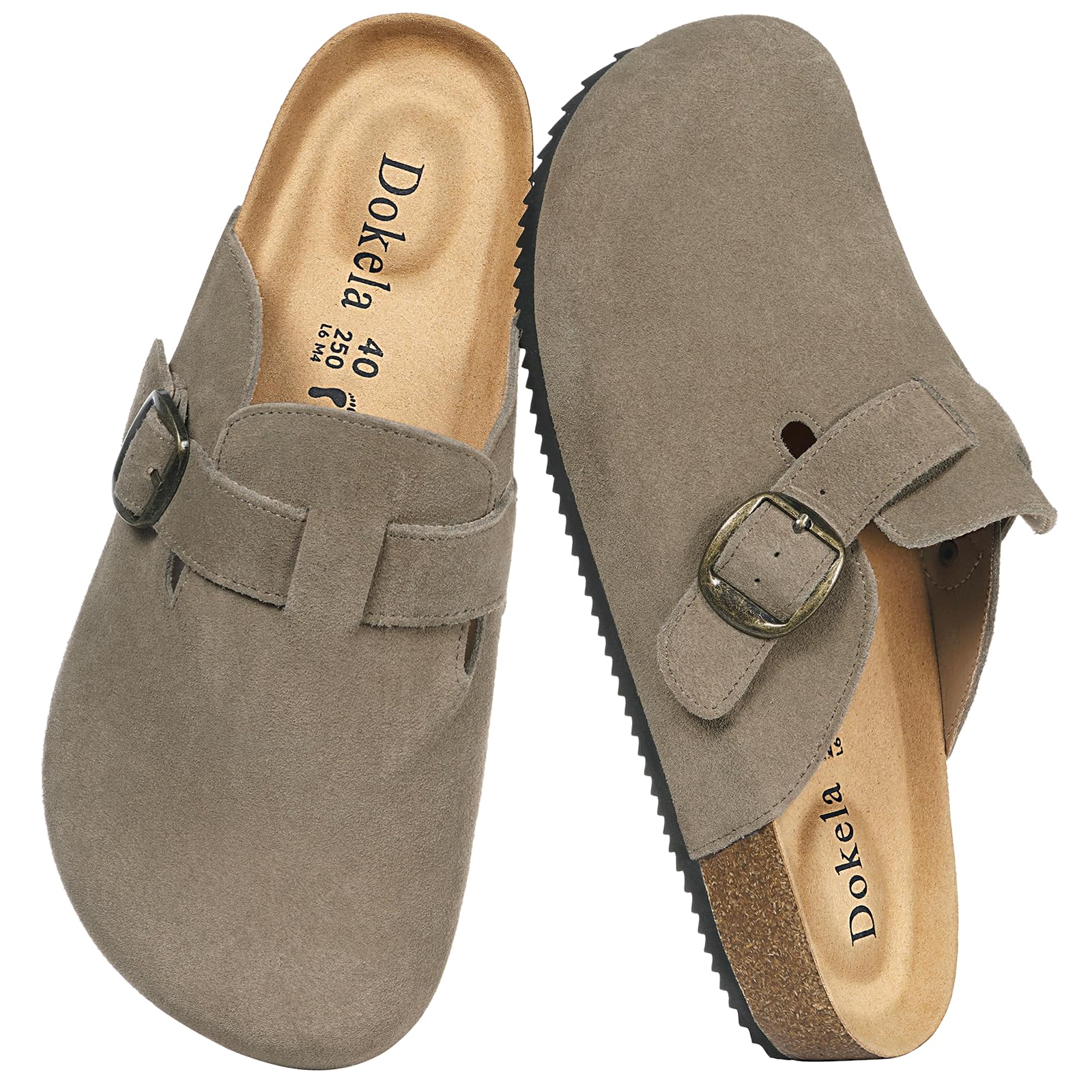 Zoccoli Uomo Sabot Donna Cuir Nubuck Ciabatta Comode Pantofole in Pelle Antiscivolo Scarpa con Sottopiede in Sughero