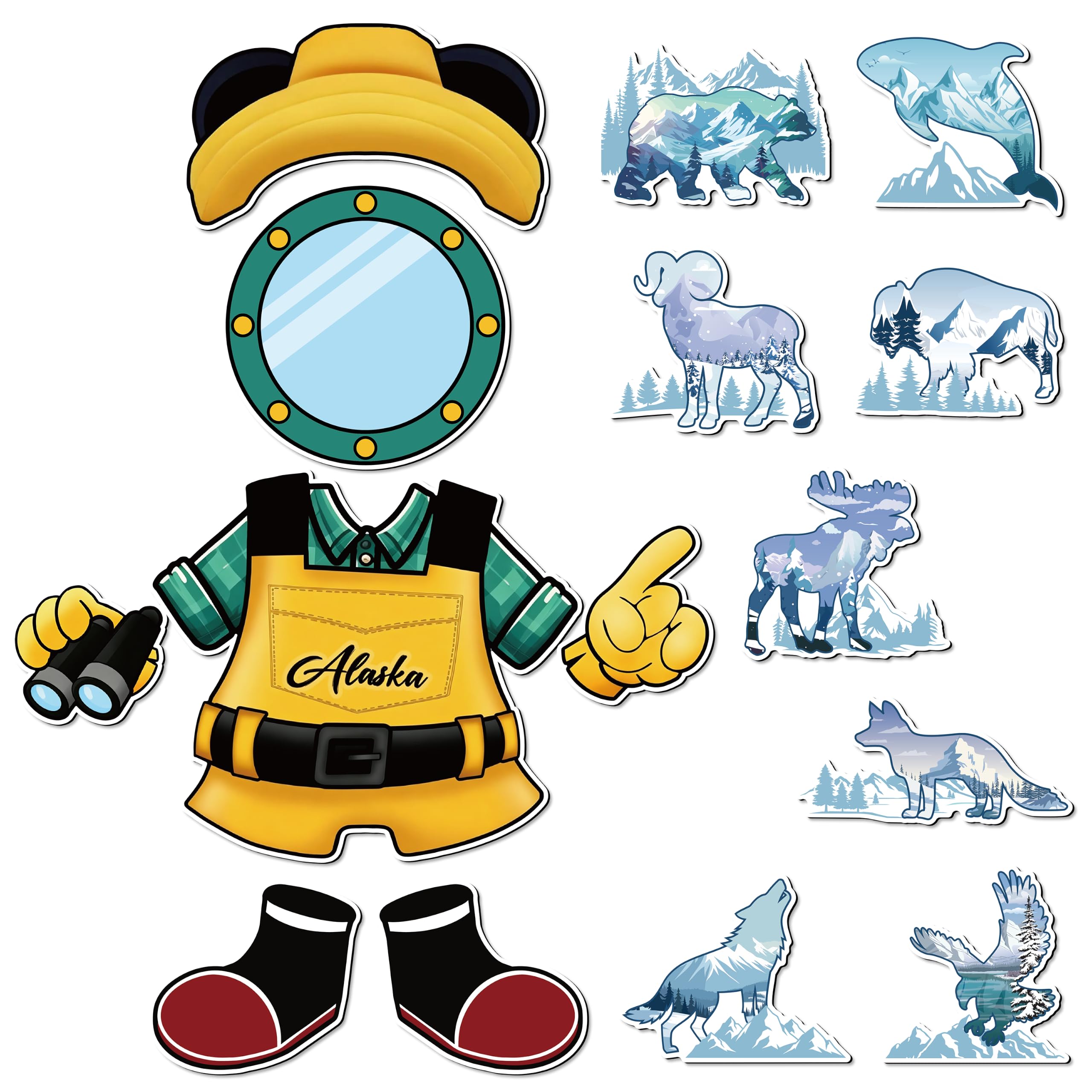 15Pcs Winter Alaska Outfit Cruise Door Magnets for Carnival Ships Cabin