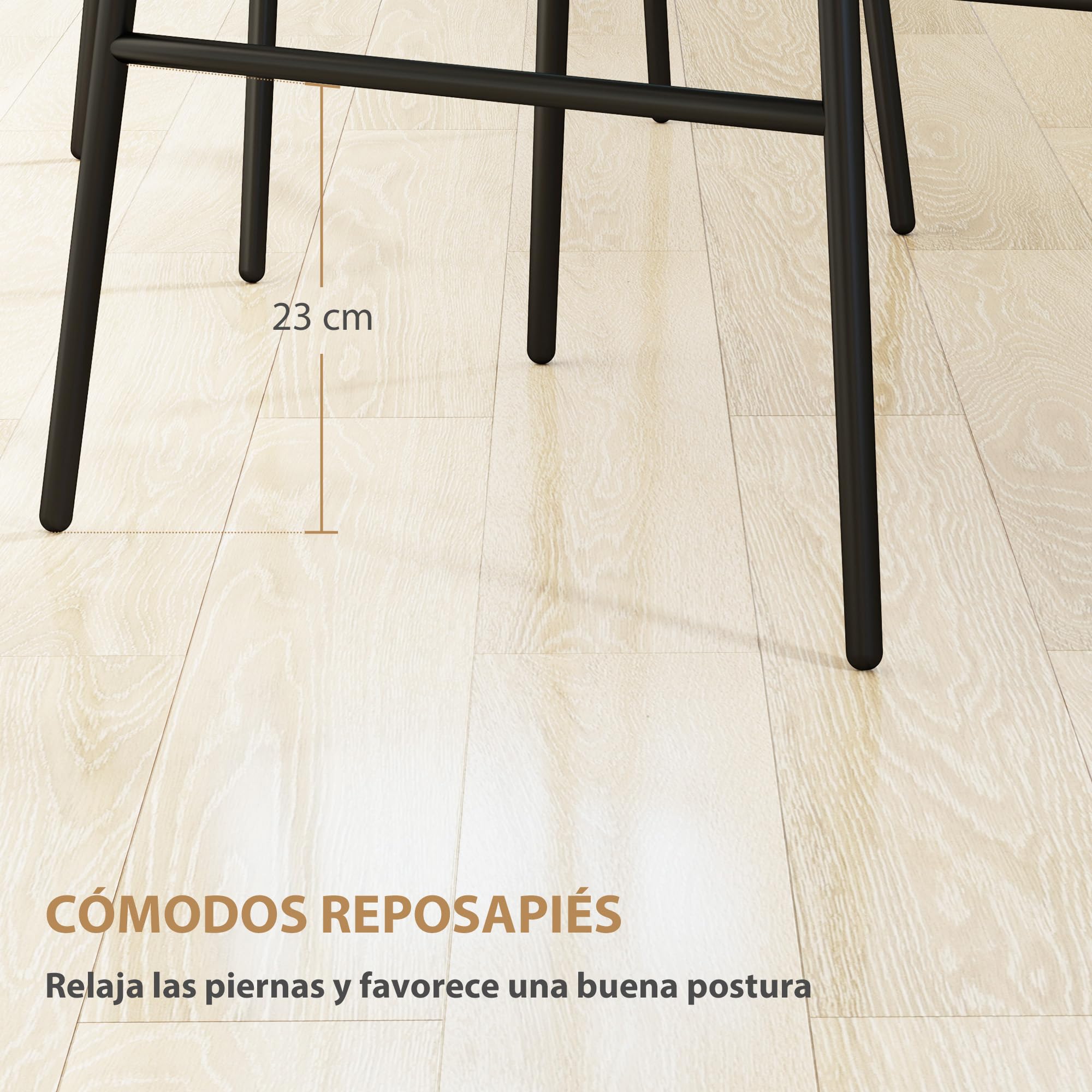 HOMCOM 2 Taburetes Altos de Cocina con Respaldo Modernas 120 kg Marrón