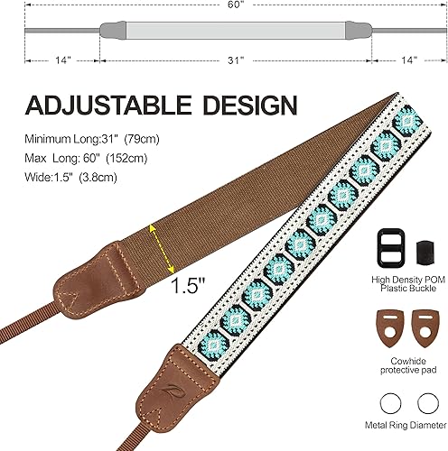 Miniatura 77 de Padwa Lifestyle Correa de cámara a rayas, de 1.5 pulgadas, suave tejido de cuerda de algodón, correa de hombro para fotógrafos y todas las cámaras