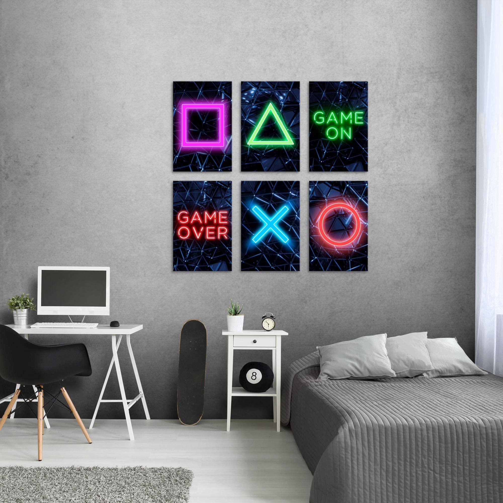 Canvas Game Console Game - Completely Ready to Hang - Stylish Decoration - 6 Pictures Set - Nursery Boy Teen N002664b - Image 3