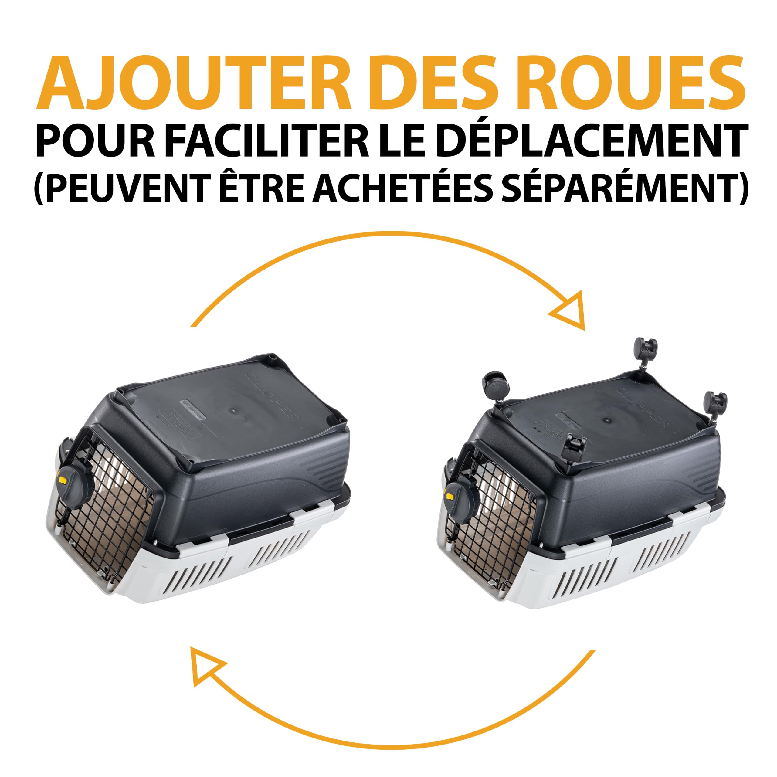 Ferplast Caisse de Transport Chat CLIPPER 1, IATA, Cage de Transport pour Petits Chiens et Chats max 5 Kg, Boite Transport, Voyage Animaux Voiture Avion Train, 50 x 33 x h 32 cm, Porte en Acier