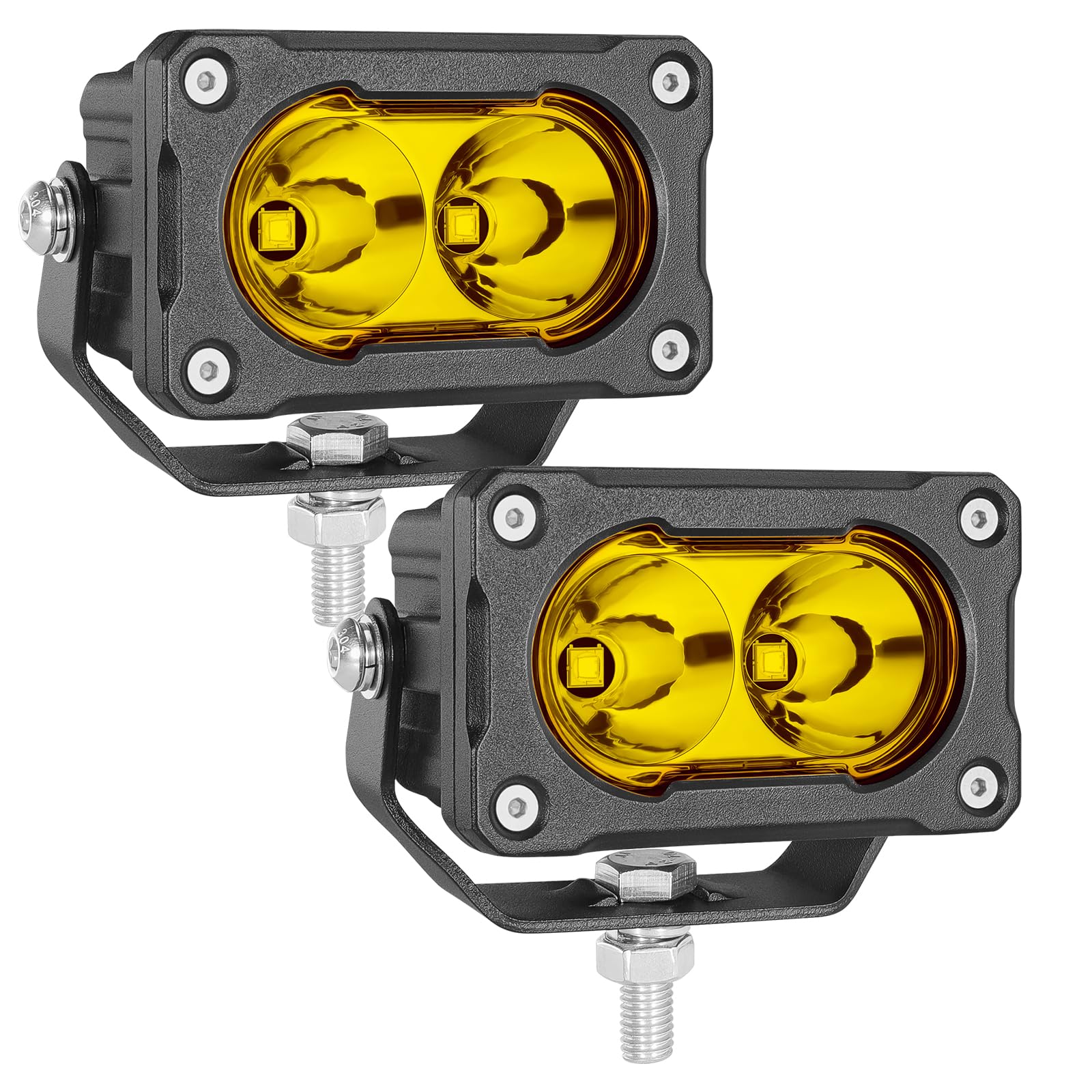Yellow LED Pods, 2Pcs 40W 3 Inch Yellow Spot LED Light Pods Fog Lights Small Pod Lights Motorcycle Driving offroad Backup Bumper Light for Truck ATV UTV SUV Surron Pickup Boat