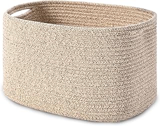 HOMHOLDON コットンロープ収納バスケット 整理用 1パック 15インチx10インチx9インチ 収納用織物バスケット 棚バスケット キューブ収納箱 タオルバスケット バスルーム用 おもちゃバスケット 育児用バスケット(ブラウン)