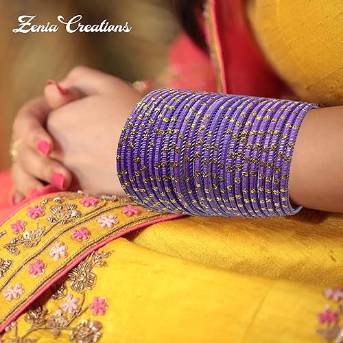 Miniatura 7 de Zenia Creations - Juego de pulseras de metal de 24 piezas, joyería étnica india para bodas, fiestas y uso diario de moda, pulseras coloridas de