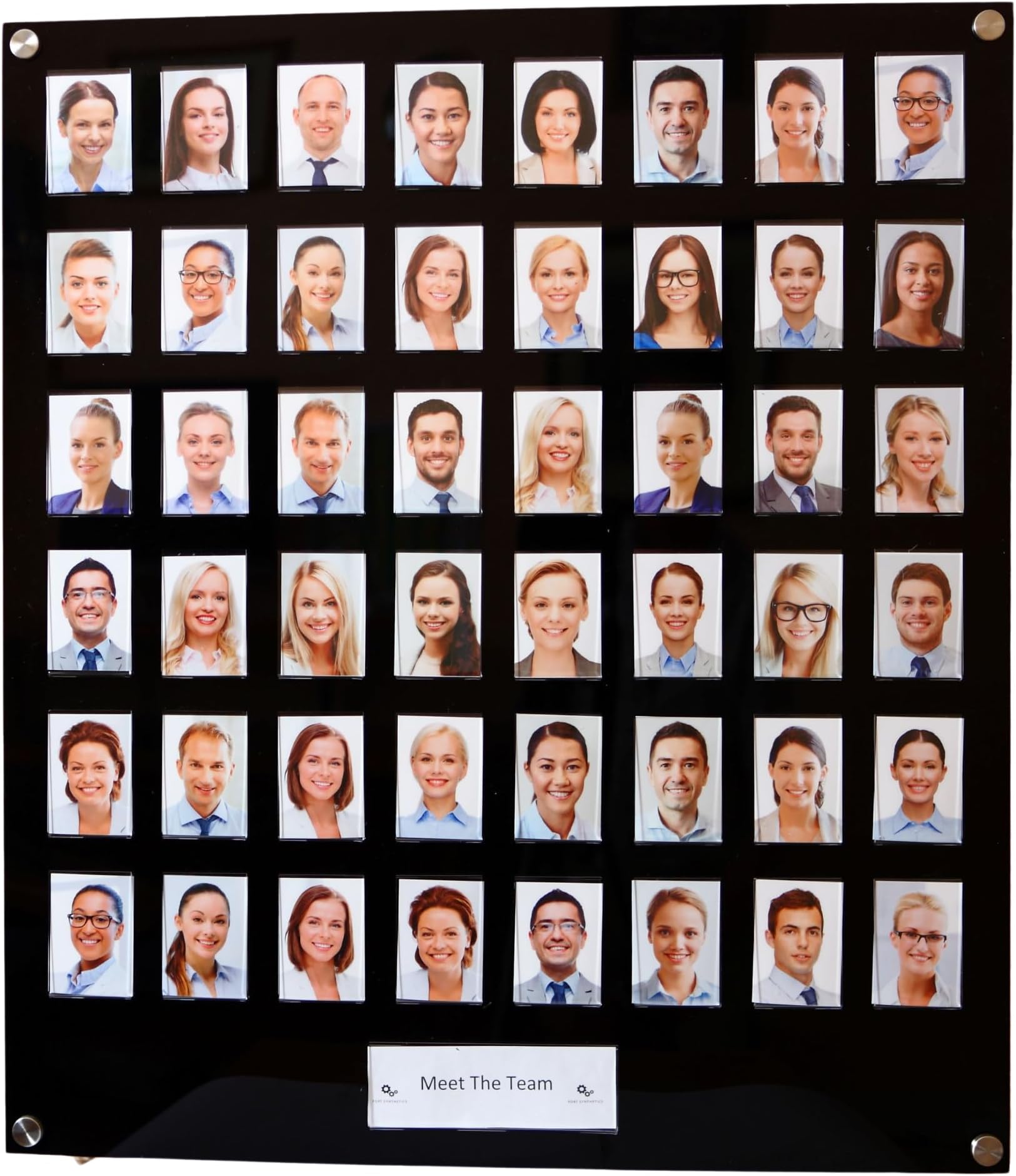 Get Acrylic Photo Frames - Black 48 Pocket Image Staff, Student, Employee Display Board With Pocket Header. 704mm Height x 616mm Width (70.4cm x 61.6cm)