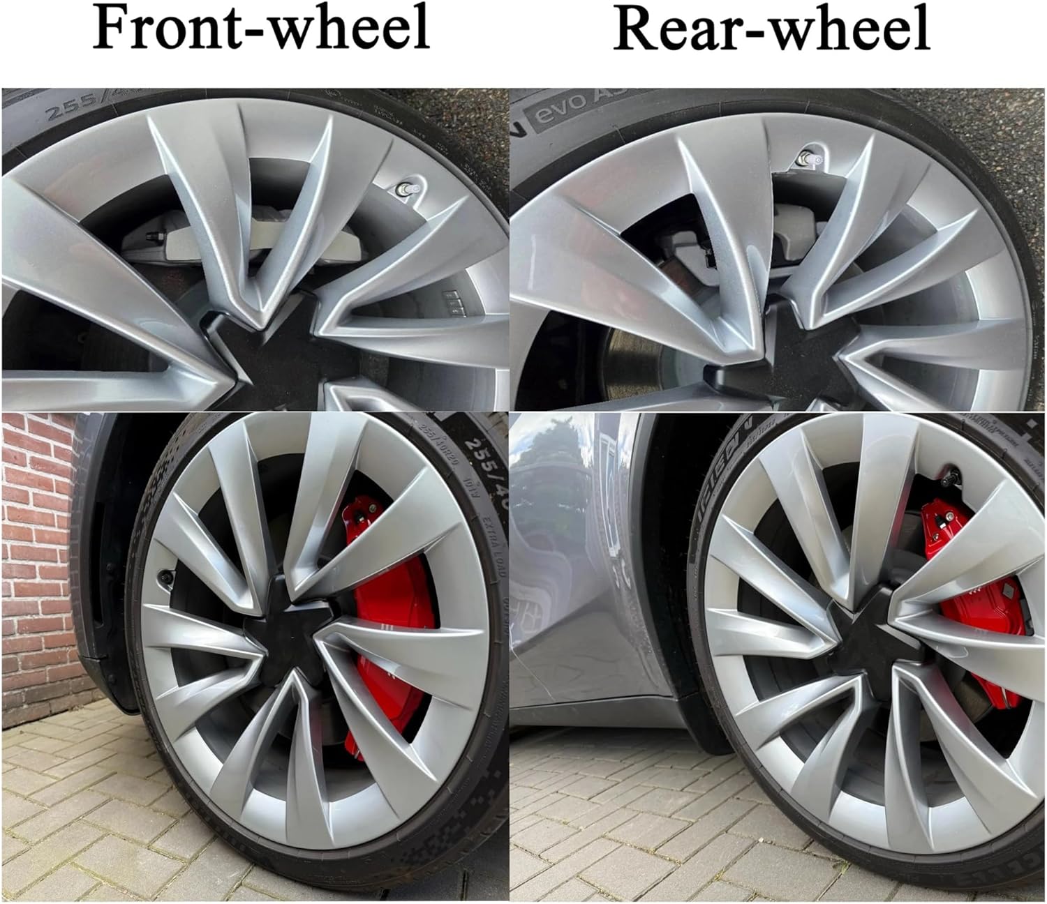 Brake Caliper Covers Set Of 4 With Decals，Compatible For Tesla Model Y Juniper 2025 2026 (not For The Model Y 2019-2024)(Red)