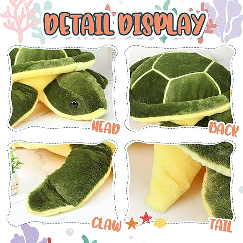 Miniatura 3 de Jenaai 8 piezas de peluche de tortuga marina de 10 pulgadas, suave de Navidad, juguete de peluche realista de tortuga grande para regalos de