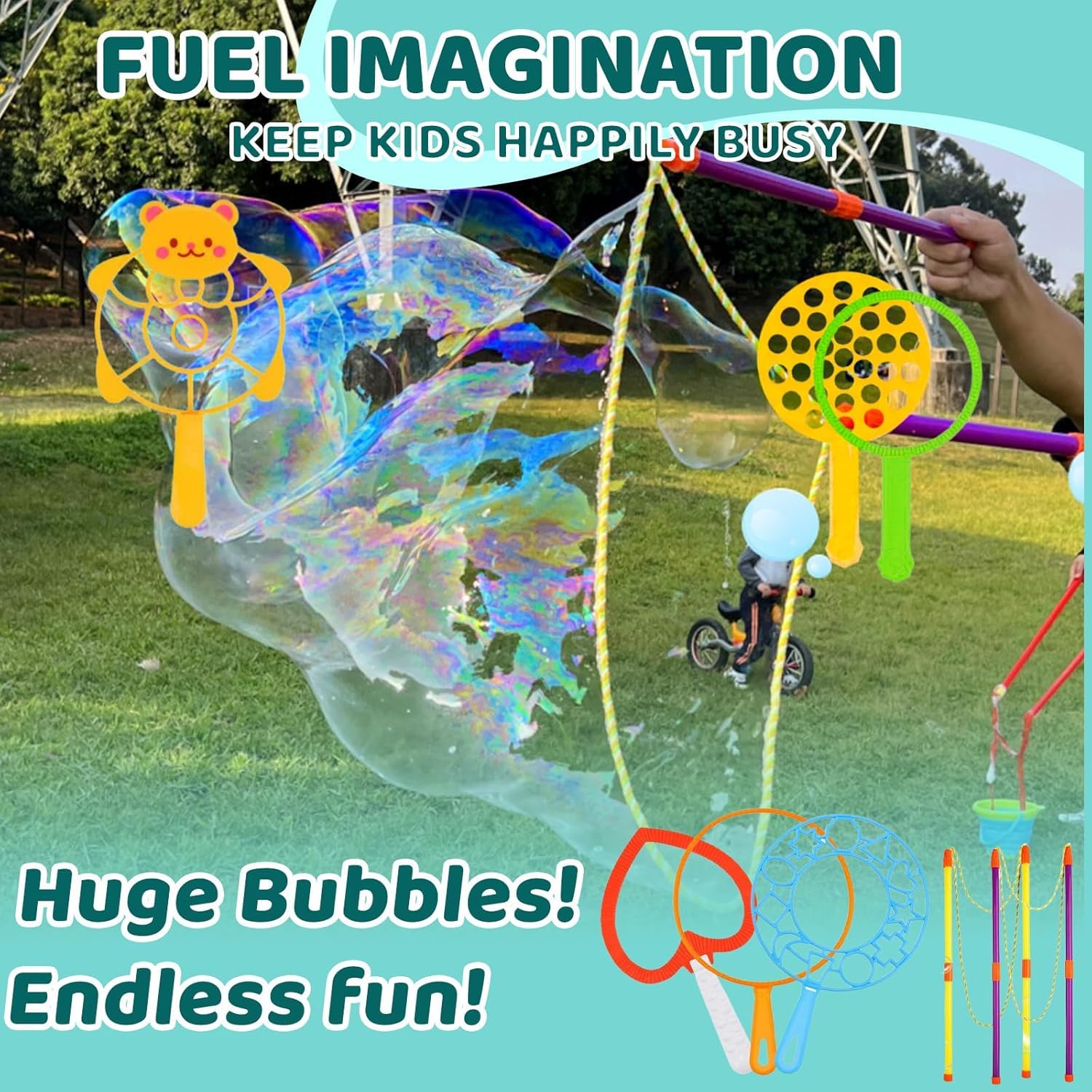 31 Piezas Kit de Pompas de Jabon,Juego de Burbujas de Jabón,Juego de Pompas de Jabón para Niños,Maquina de Burbujas para Juegos al Aire Libre para Niños, Playa, Picnic, Fiestas, Cumpleaños