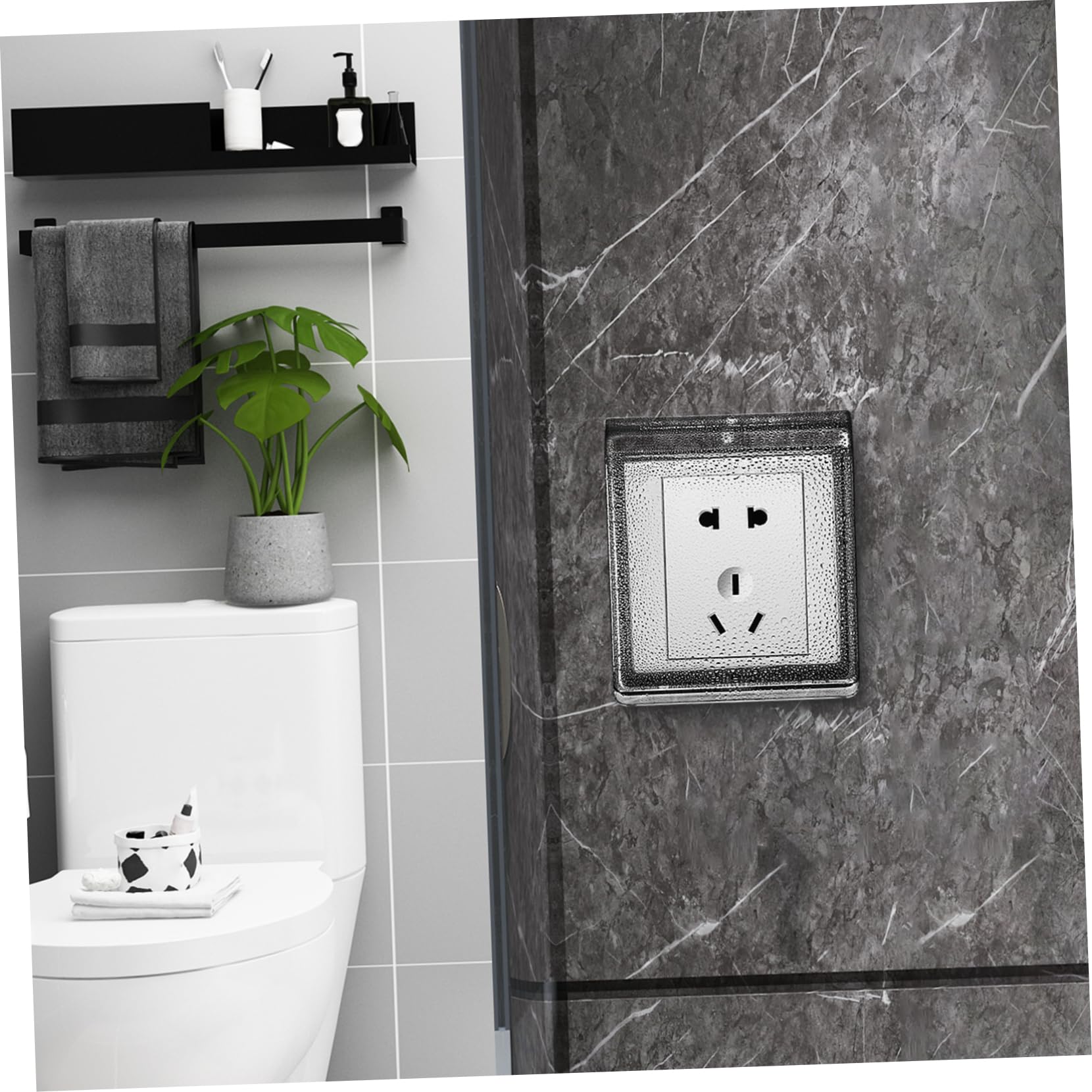 4 Set Copriprese Adesivo Per Esterni E Bagno Protezione E Facile Installazione Per Prese Muro Con Design E 2 Pezzi * 4