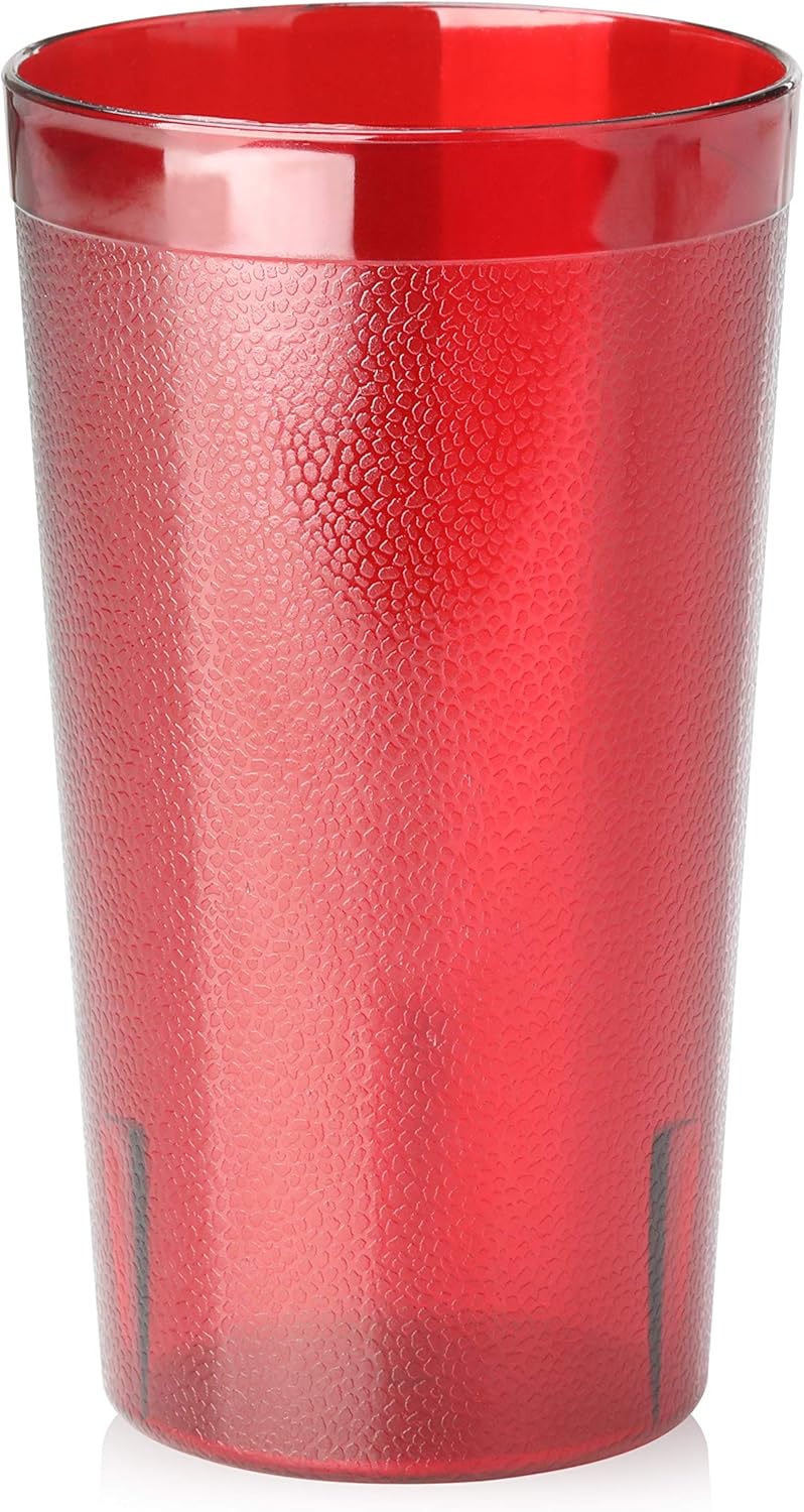 New Star Foodservice 530028 Tumbler Beverage Cup, Stackable Cups, Break-Resistant Commercial SAN Plastic, 12 oz, Red, Set of 12 - Image 2