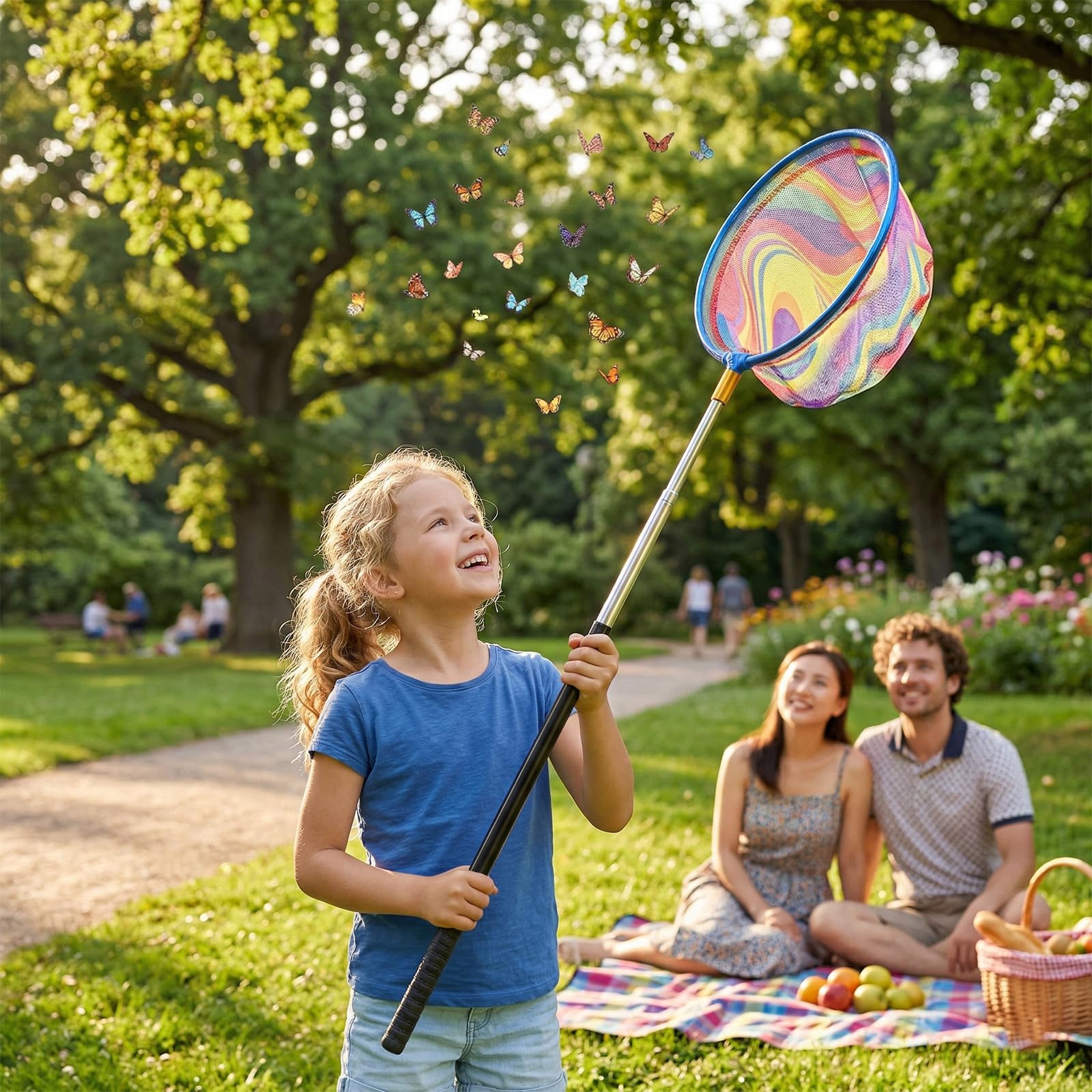 Redes de Pesca para Niños,Cazamariposas con Mango Telescópico,Red de Captura Pequeña,Extensible de 41 cm a 150 cm, Ideal para la Playa, Juegos al Aire Libre y el jardín