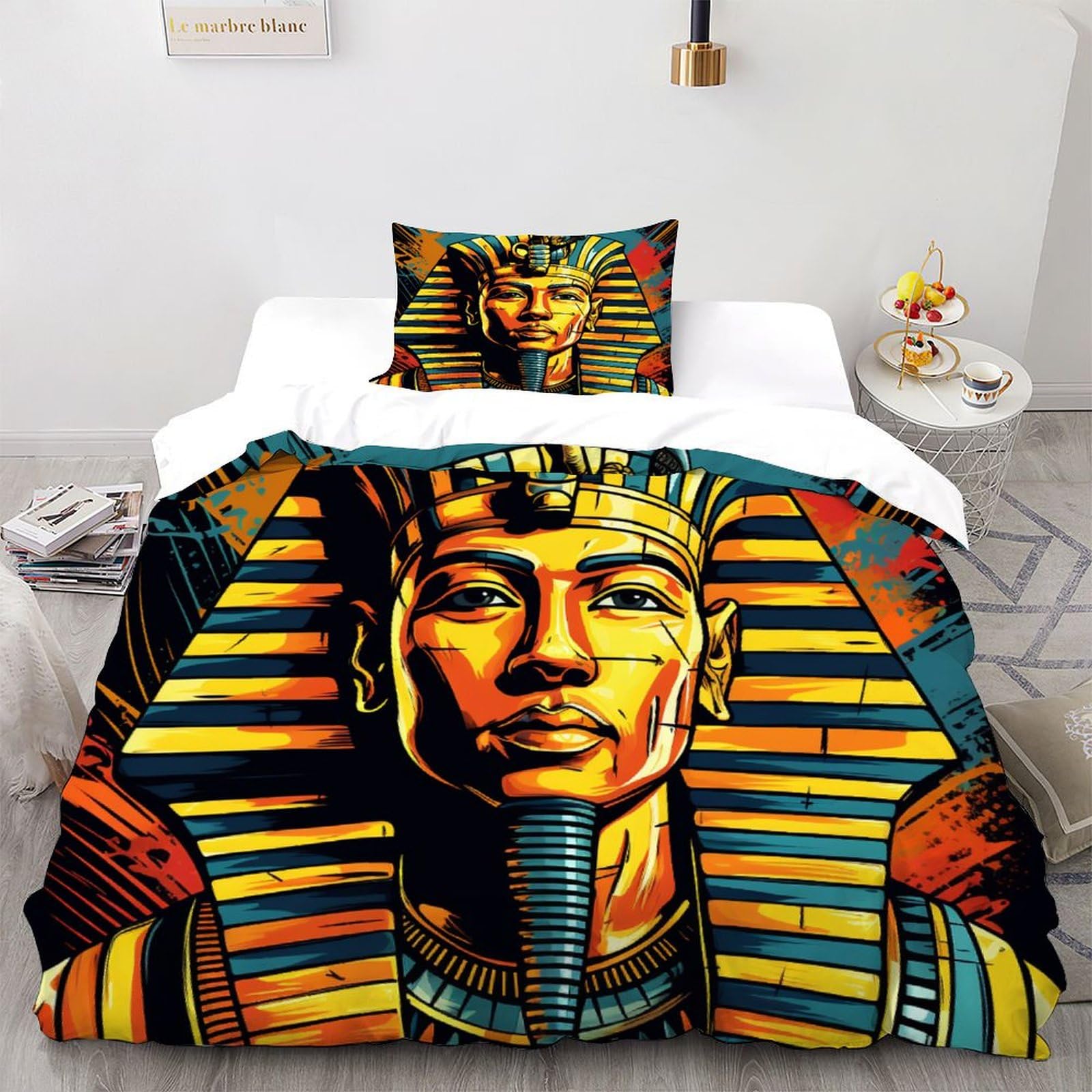 Couvre-lit microfibre Pharaon motif pyramides égyptiennes 135x200 cm