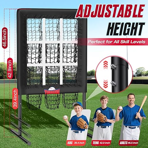 Miniatura 2 de Red de lanzamiento de béisbol de 9 agujeros con bolsillos para lanzar objetivo