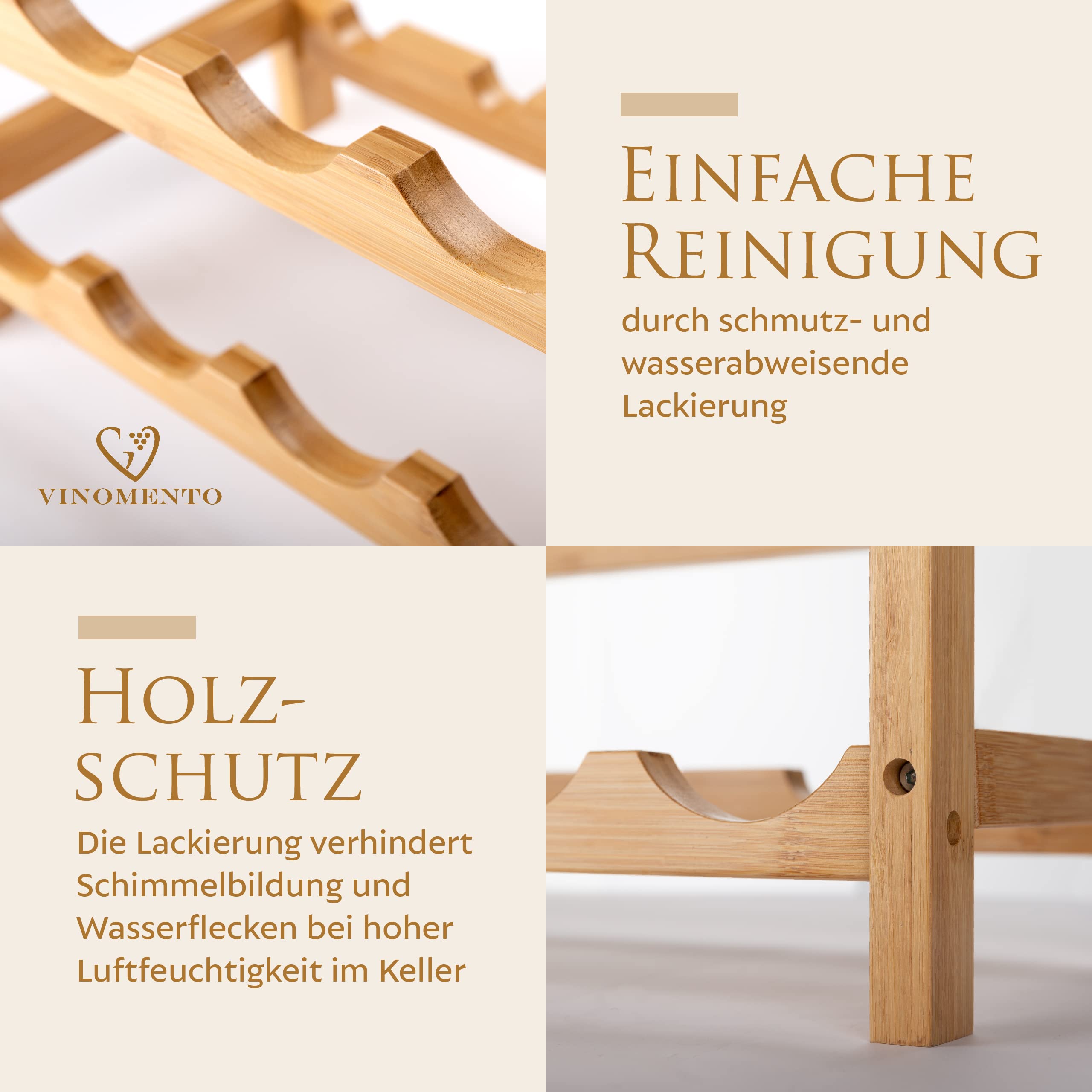 Weinregal Holz, 24 Flaschen, Flaschenregal Stapelbar, Getränkeregal Erweiterbar, Weinregal Stapelbar, Flaschenaufbewahrung, Flaschenregal Holz, Weinflaschenregal