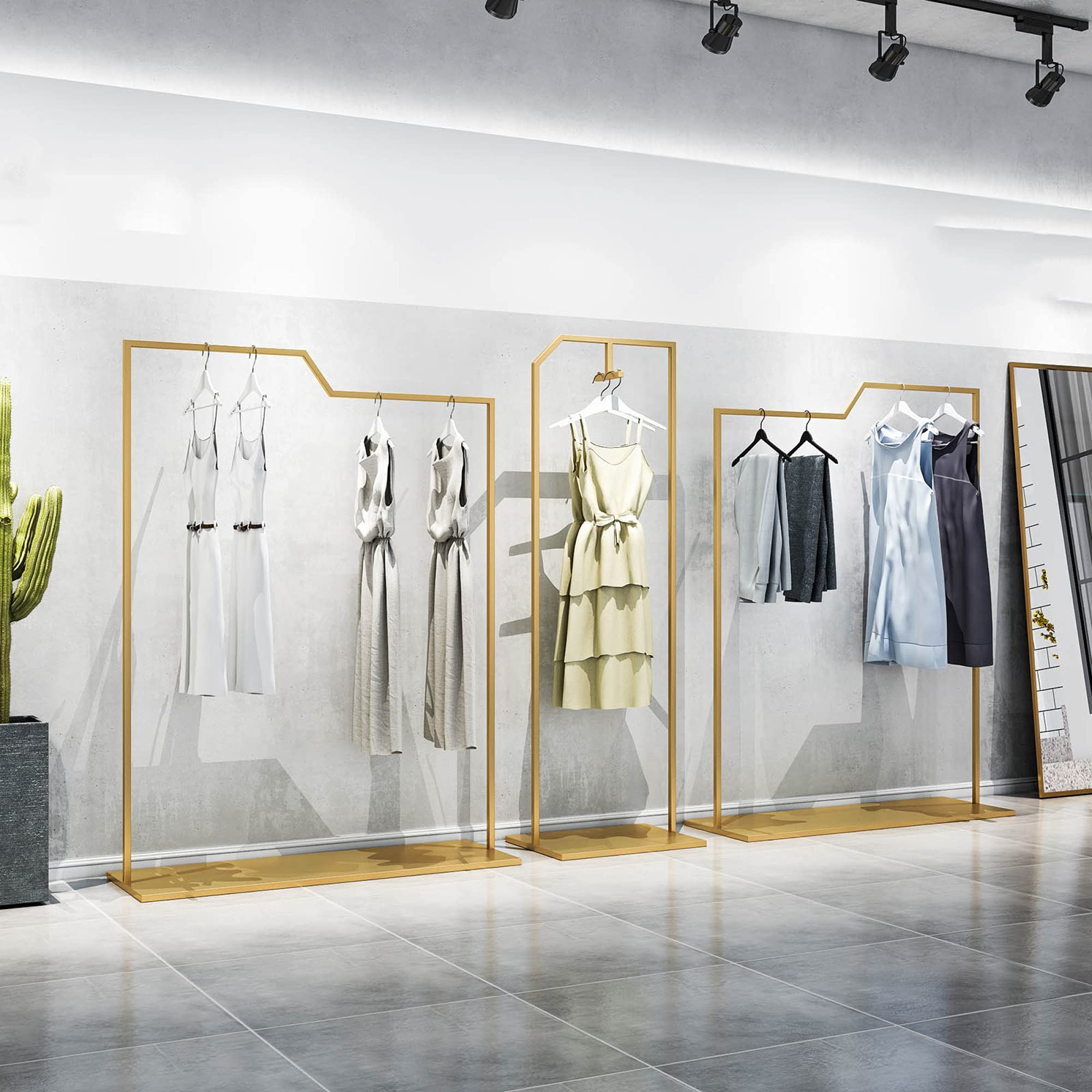 Rieles para Ropa De Alta Resistencia, Bastidores De Almacenamiento con Perchas, Bastidores De Exhibición De Ropa, Bastidores De Secado De Metal, para Guardar Cajas De Zapatos, Dorado, 150 Cm