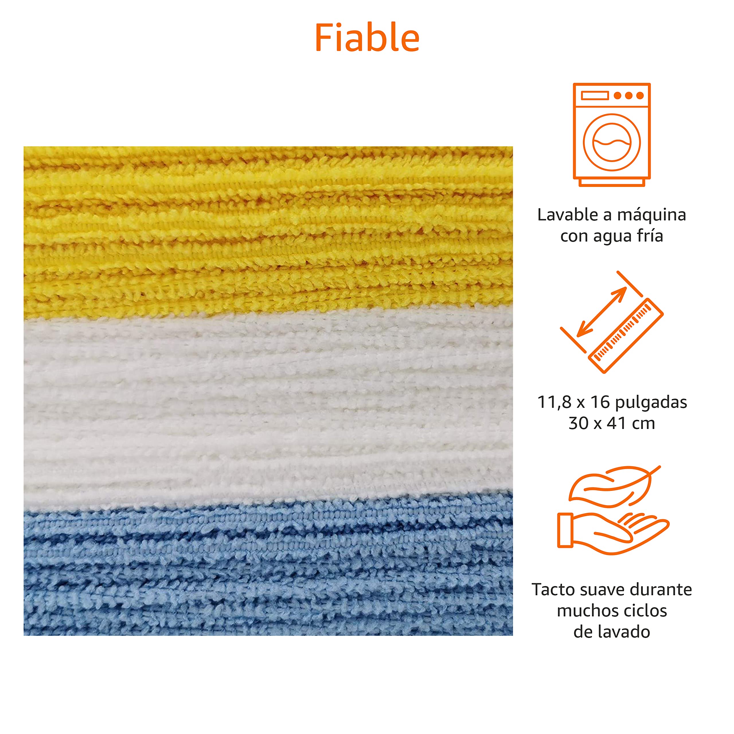 Amazon Basics Paño de limpieza de microfibra 30.5 x 40.5 cm 24 unidades Multicolor