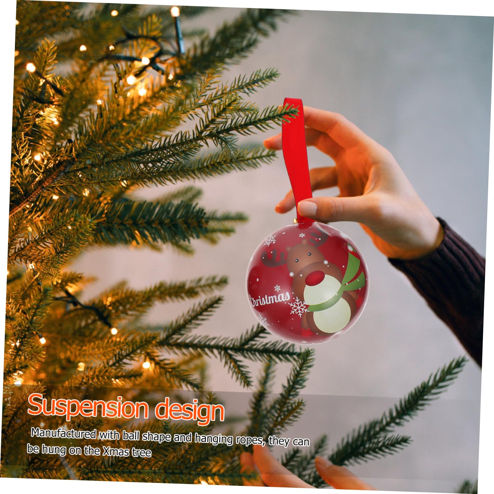IMIKEYA Pièces Boule De Fer De Noël Coffret De Noel Boîtes à Gâteaux De Noël Boules De Décorations De Boules De Sapin De Pot De Stockage De Bonbons De Mini-Bonbons