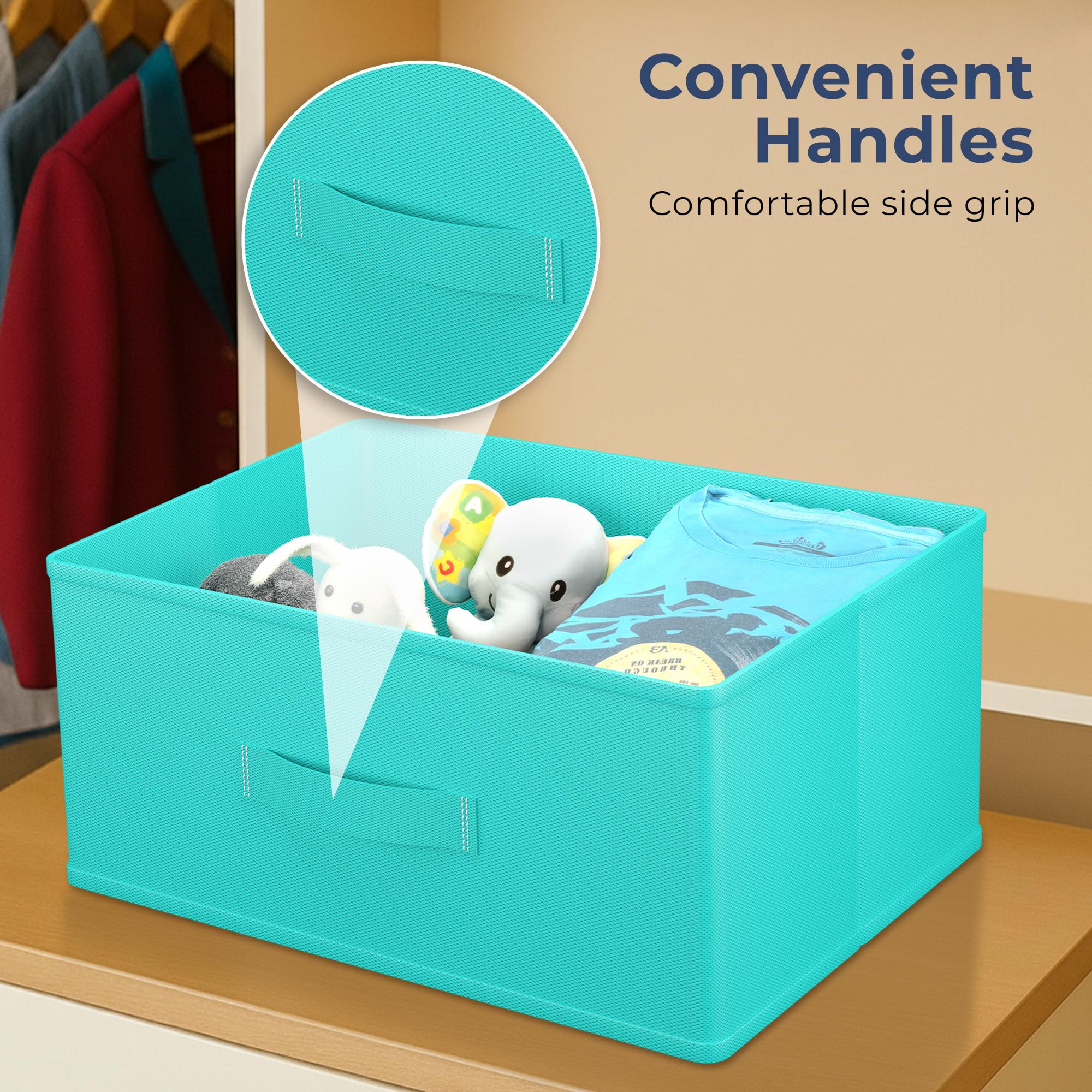 Kuber Industries Organizzatore per armadio in tessuto non tessuto, 26 litri, organizer per cassetti, organizer multiuso per vestiti, libri e giocattoli, 6 pezzi, verde