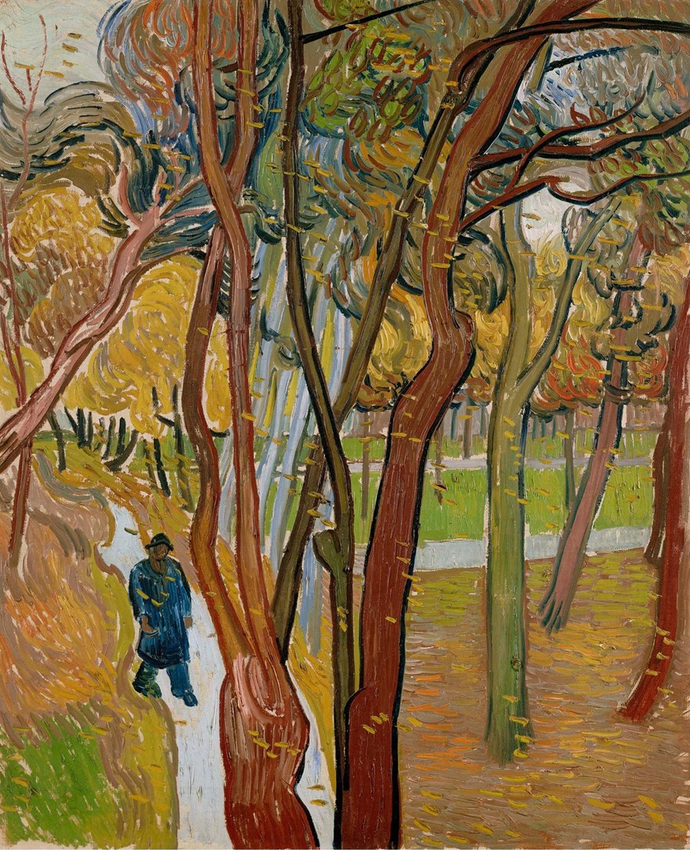 Tableau Van Gogh Falling Leaves 1889 histoire d'automne cadre