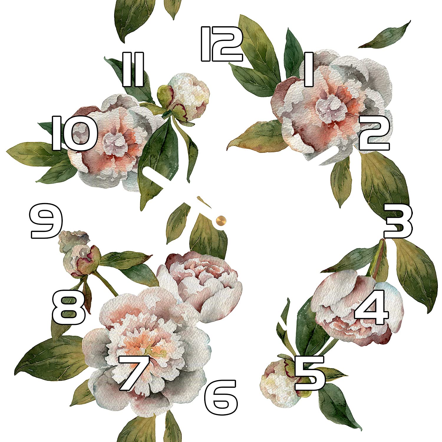 Horloge en verre cuisine salon décoration moderne murale motif floral