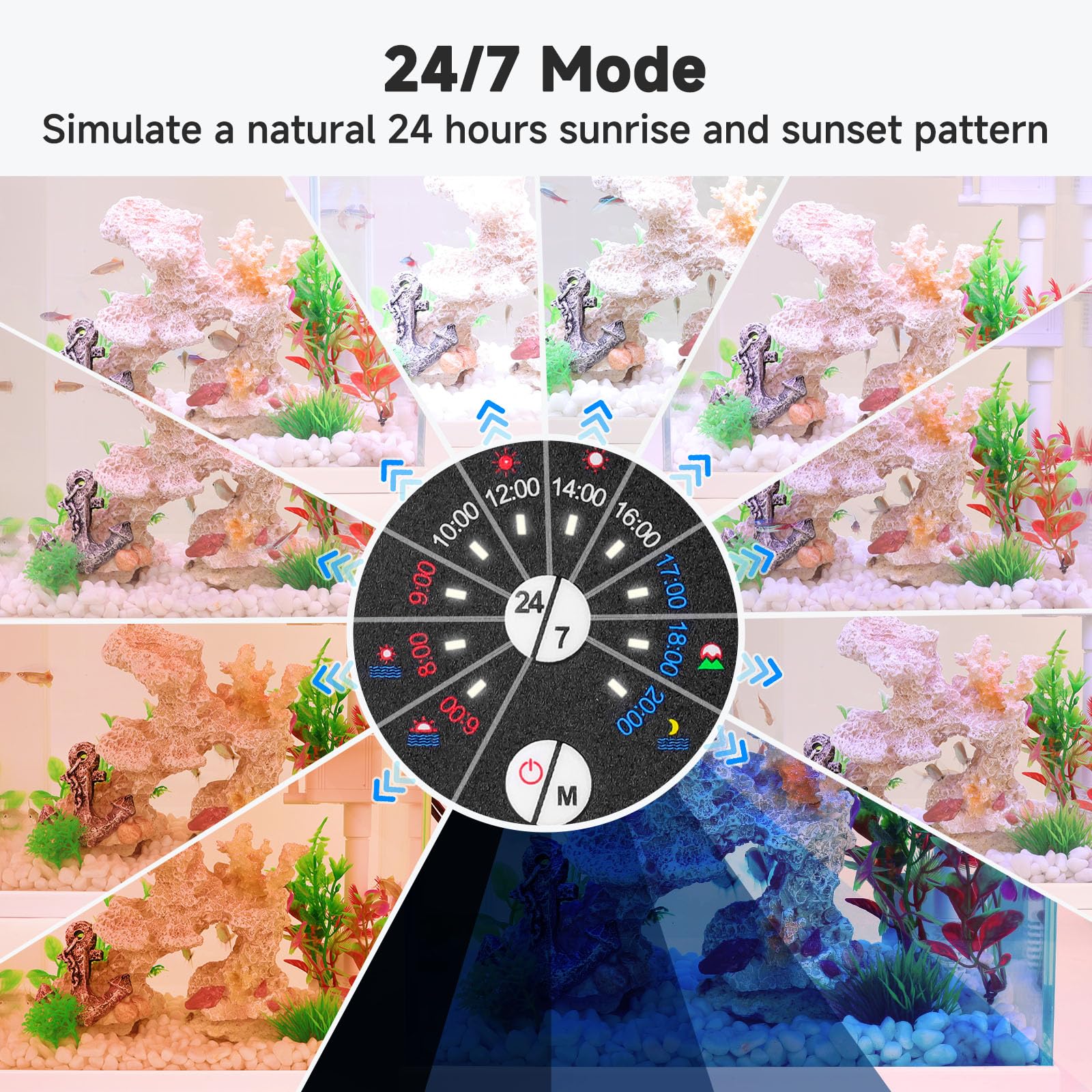 AQQA LED Aquarium Light, 24/7 Mode Clip on Fish Tank Light, DIY Mode Full Spectrum Aquarium Plant Light, Adjustable Timer/Brightness with Memory Function IP68 Waterproof (24W for 24-32 Inch Fish Tank) - image 4