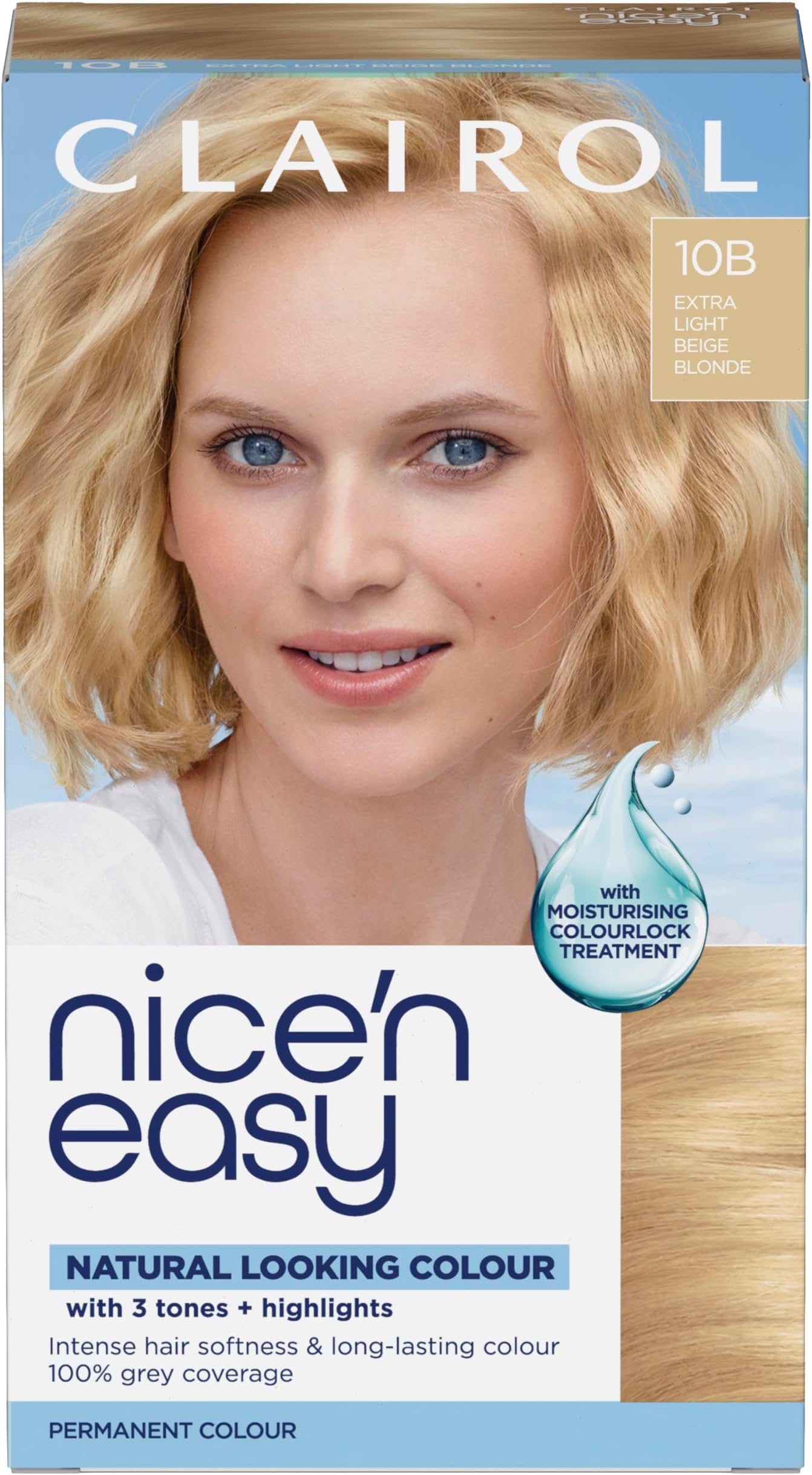 Nice'n Easy Crème, Natural Looking Oil Infused Permanent Hair Dye, 10B Extra Light Beige Blonde