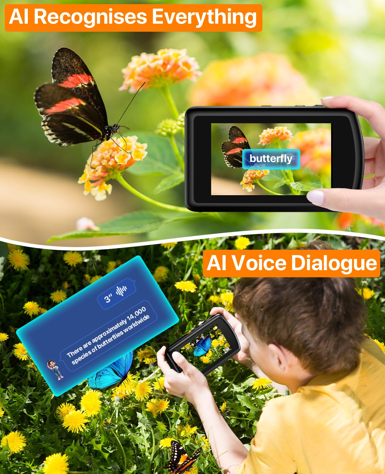 AI Smart Digitalkamera mit WiFi, Autofokus Digital Camera Kamera Fotokamera Kinderkamera mit IPS Touchscreen, Fotoapparat Digitalkamera mit 32GB SD Karte für Kinder, Jugendliche, Erwachsene