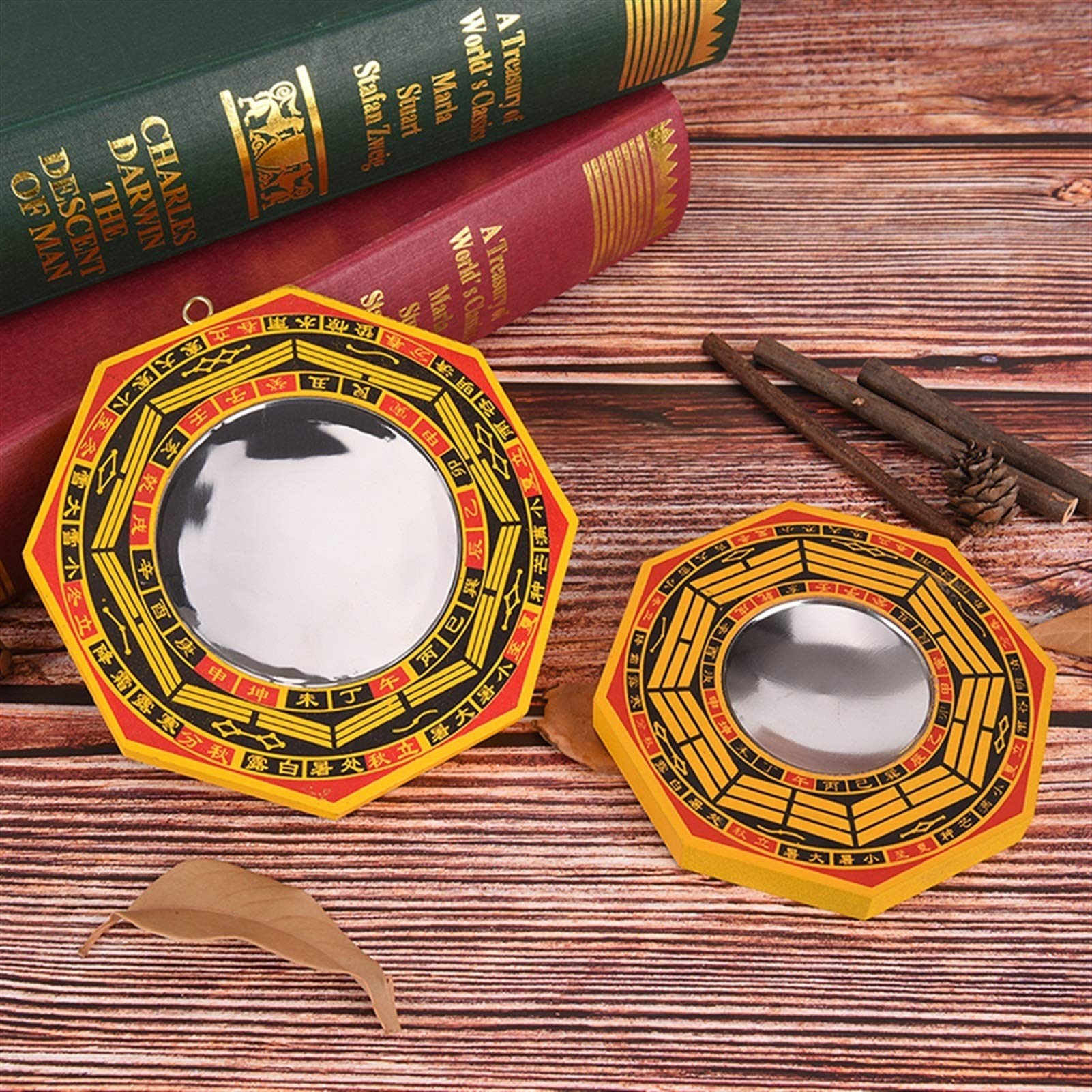 HDBCYUAZ 3Sizes FengShui Mirror Taoist Talisman Energy Home Decoration Lucky Chinese Feng Shui Dent Convex Bagua(13cm)