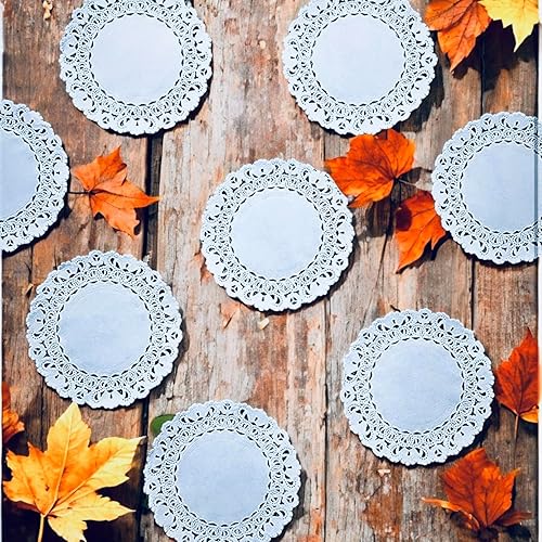 Miniatura 5 de The Baker Celebrations Tapones de encaje de papel blanco de 4 pulgadas, paquete de 150, 3 diseños (50 cada uno), tapetes redondos para manualidades,