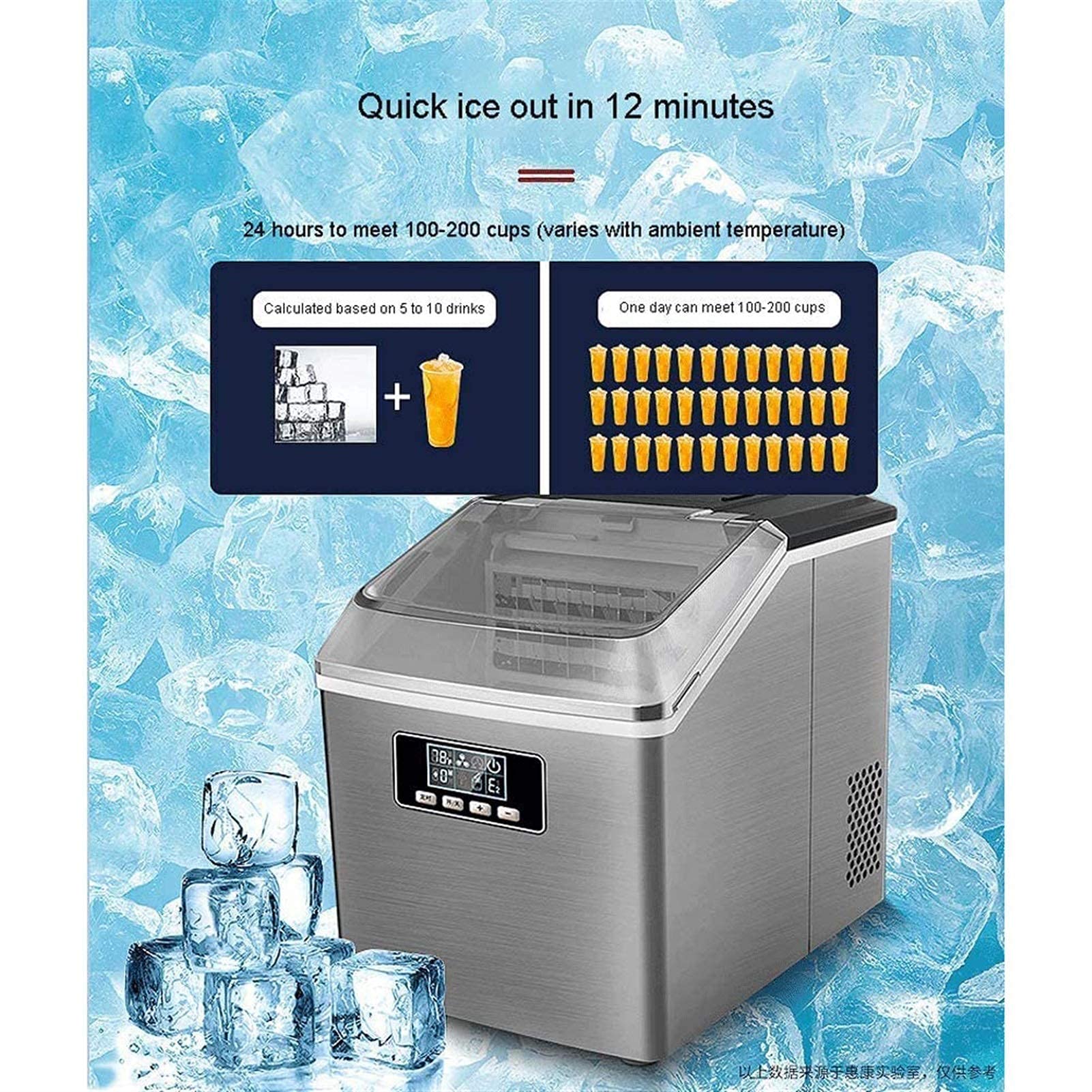 Ice Maker Machine Portable Counter Top Electric Ice Machine Silent Easy Operation 25kg Ice In 24 Hours 23 Hours Regular Appointment For Home Bar Kitchen Office Qujunji on Fridge.com - View 2