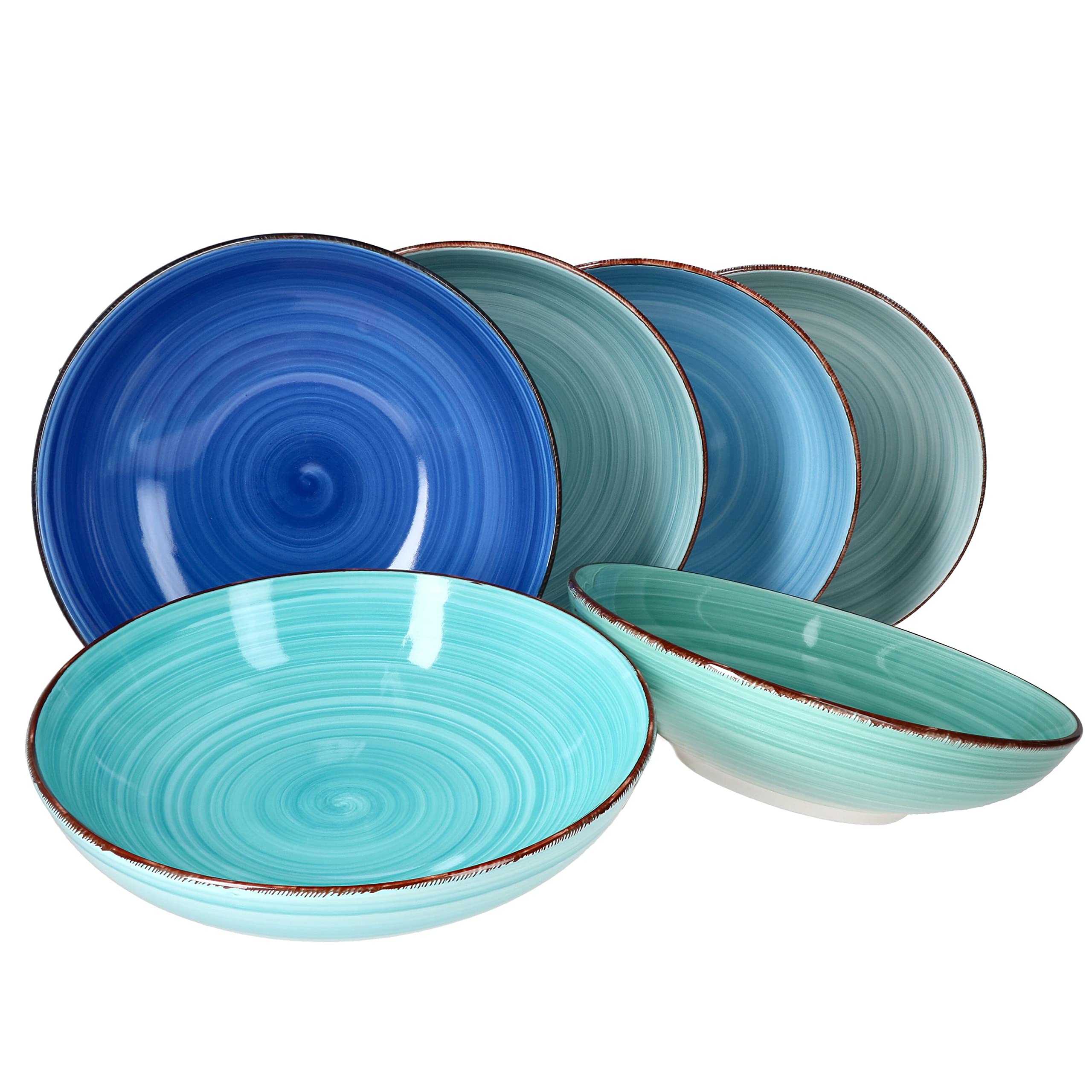 MamboCat Marina Lot De 6 Assiettes à Gâteau, En Porcelaine Bleue, Au