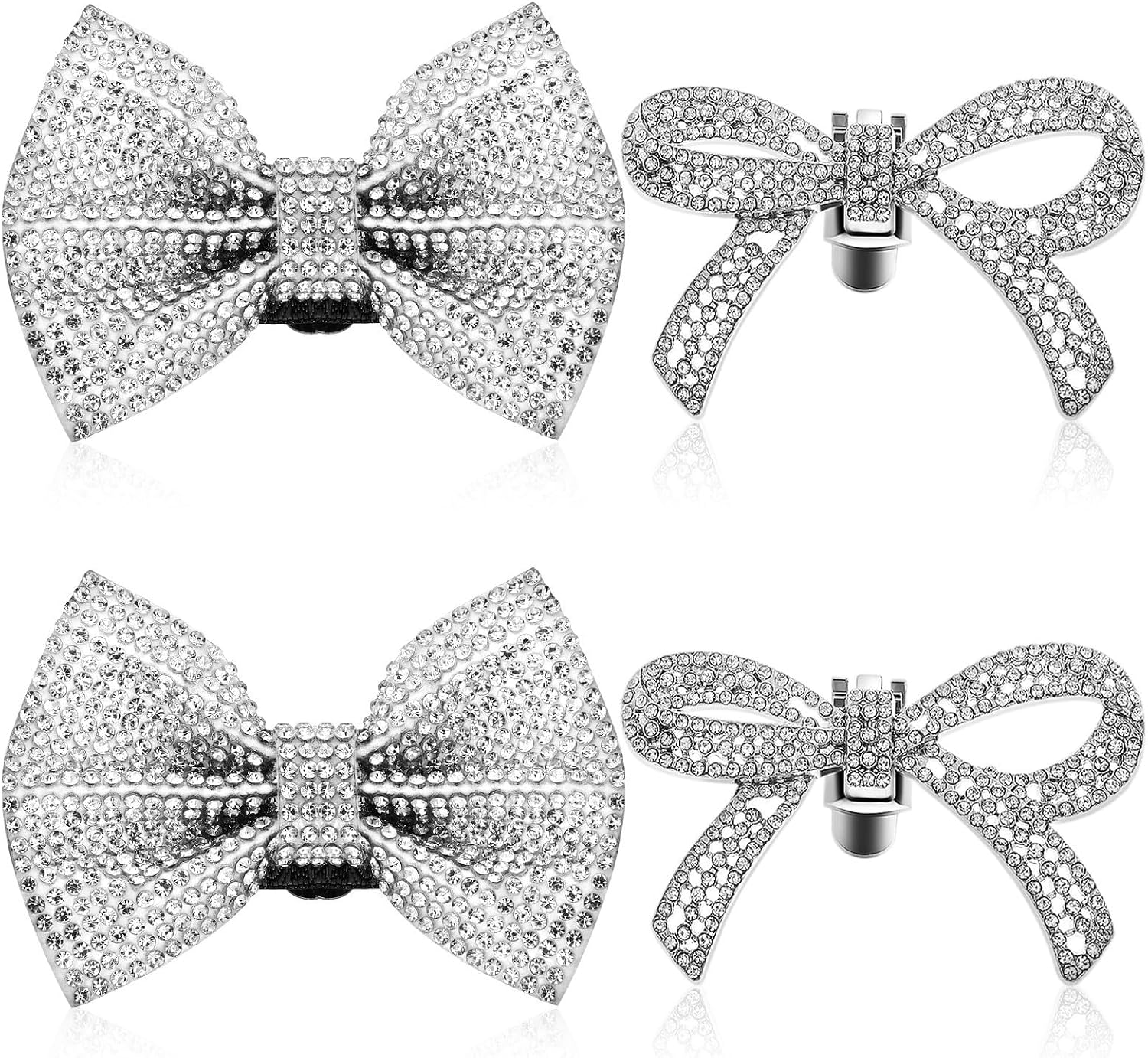 4 Pcs Silver Metal Bow Shoe Clips for Women Heels