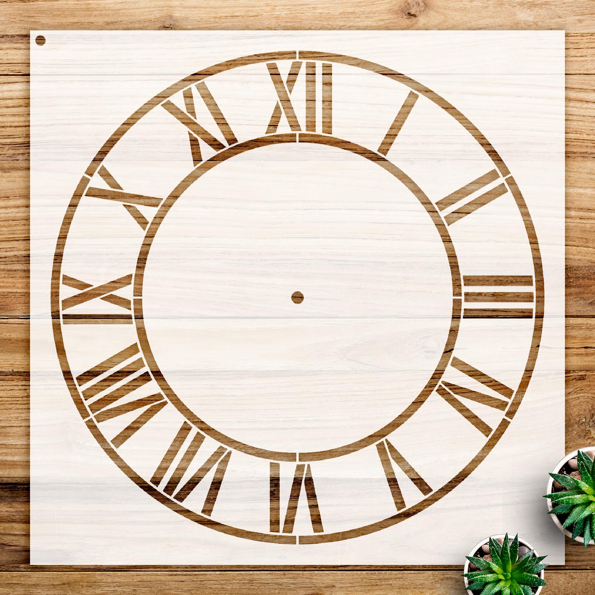 Clock face Stencil Pattern for Home Decor, Reusable Mylar Template with Roman Numerals, Ideal for Walls, Wood, and Craft Projects - Size A3 (11.7