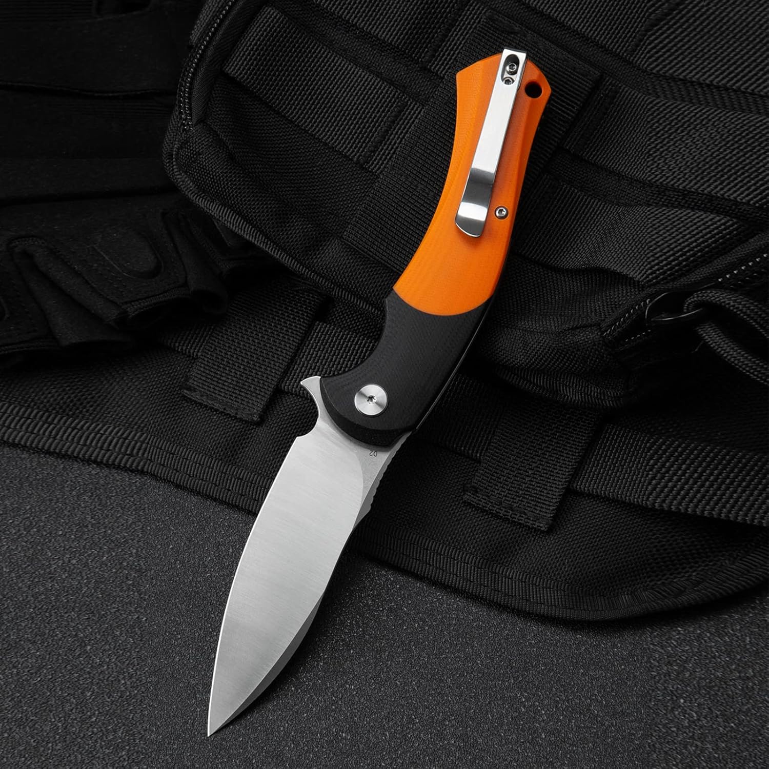 BESTECH KNIVES Pocket Folder Folding Knife: 3.62" D2 Steel Blade, G10 Scales, Flipper, Liner Lock, EDC Steel Clip, BG32C (Orange)