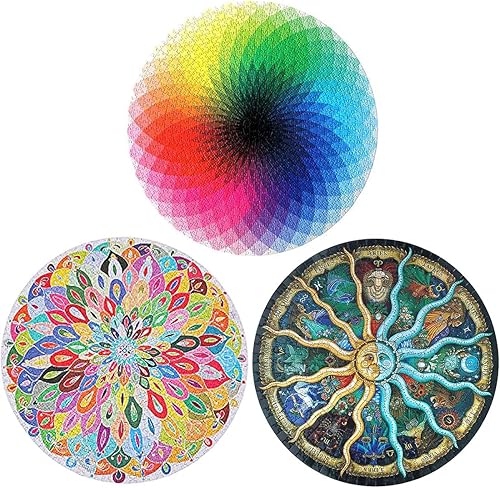 Miniatura 1 de Rompecabezas redondo de 1000 piezas de desafío de color rompecabezas de color floreciente rompecabezas de patrón mágico para adultos juego de
