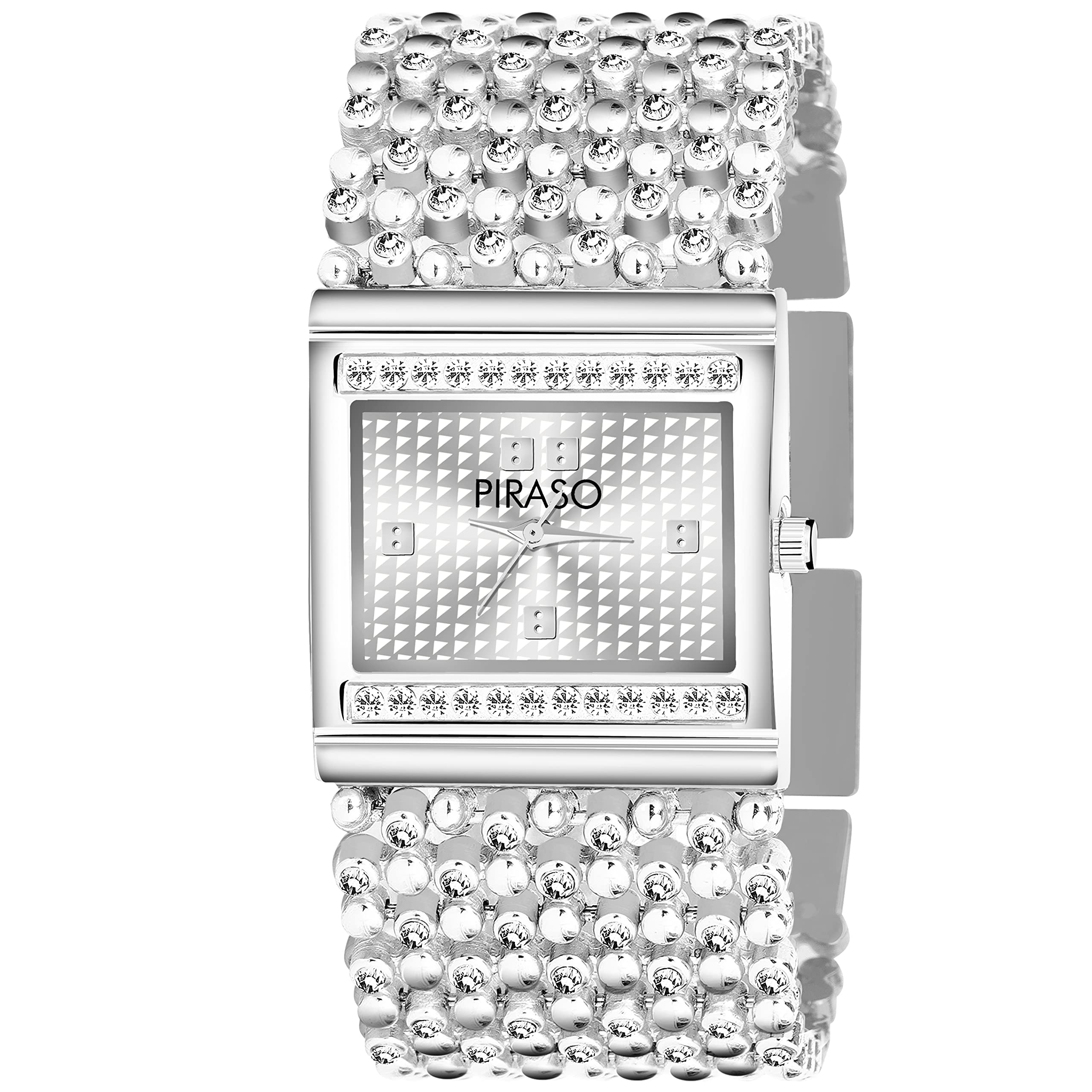 PIRASO Silver Dial&Latest Stylish Elegant Diamond Studded Metal Strap Analog Watch (B0BYSV9H9B) Amazon Price History, Amazon Price Tracker