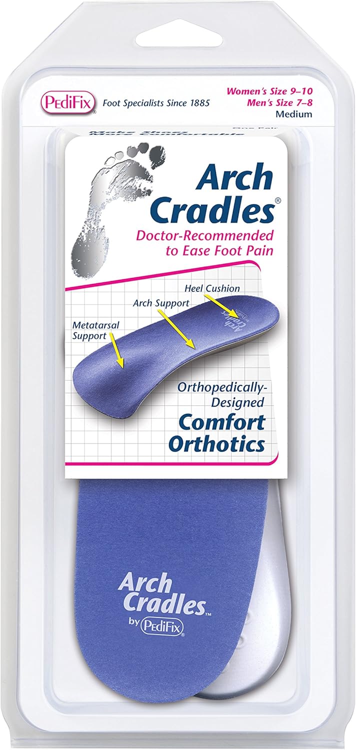 PediFix Arch Cradles | 3/4-Length Orthopedic Arch Support for Flat Feet, Heel & Ball-of-Foot Pain - X-Large (Men's 11-12)