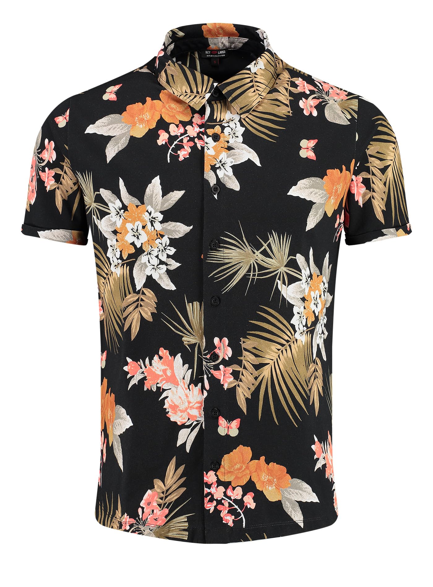 KEY LARGO Camicia Uomo Manica Corta 'MSH KLSANDBANKS' – 100% Viscosa Con Fantasia Floreale Colorata, Taglio Estivo Alla Moda