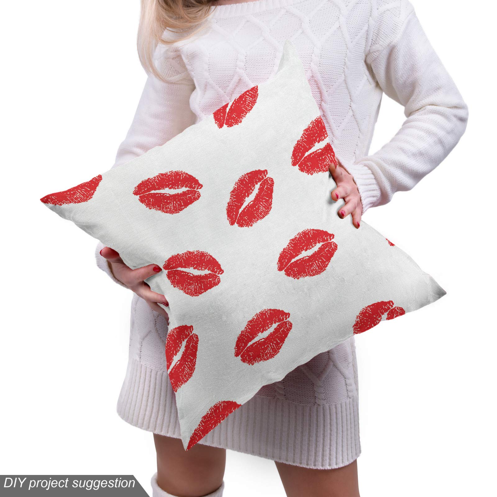 ABAKUHAUS Tessuto A Metraggio Bacio Rossetto Rosso - Microfibra 100% 230 Cm X 1 Metro, Elasticizzato