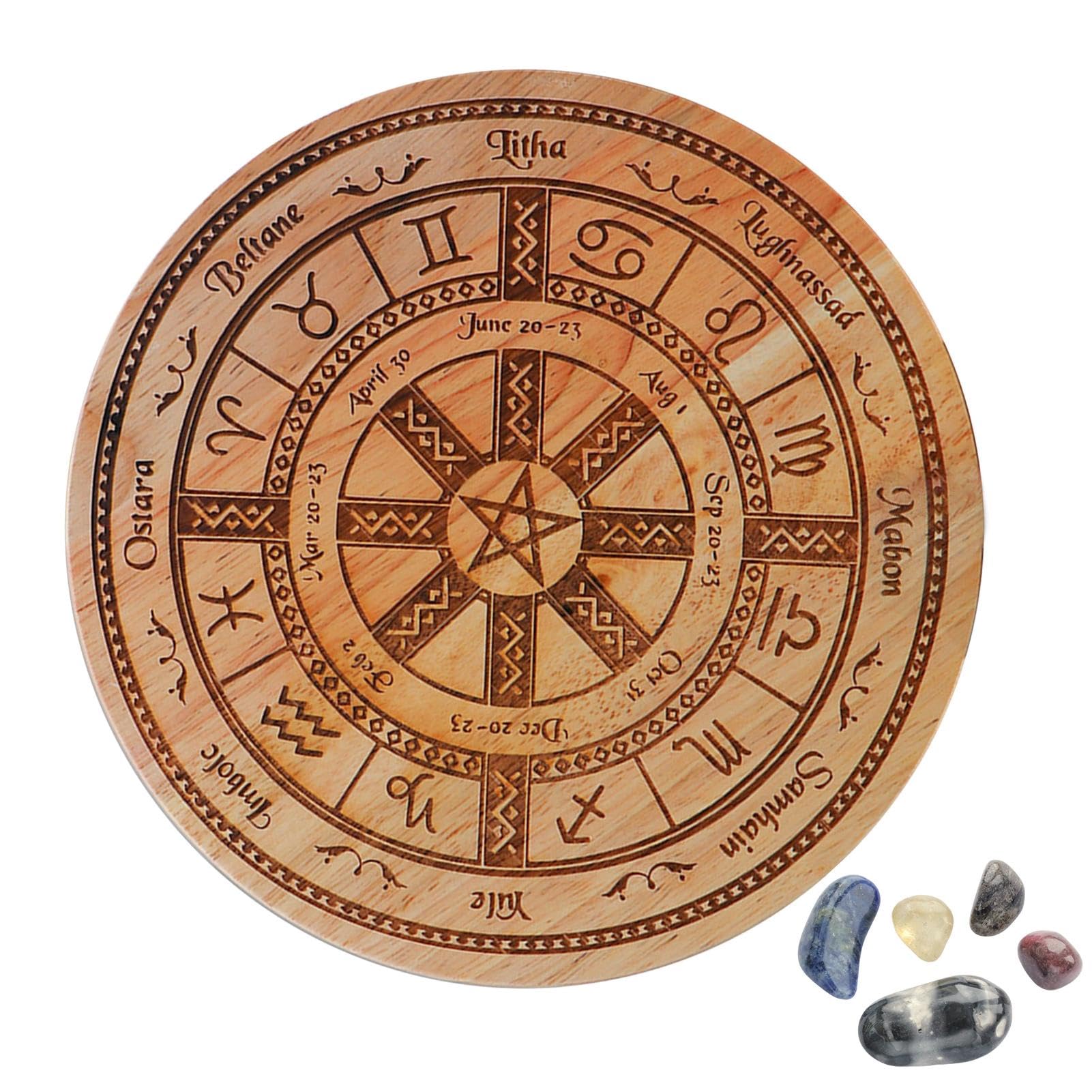 Niesel Pendulum Board,Round Wooden Pendulum Board | Metaphysical Message Carven Board, Altar Supplies for Spirit Altar Decoration, Witch Craft Divination