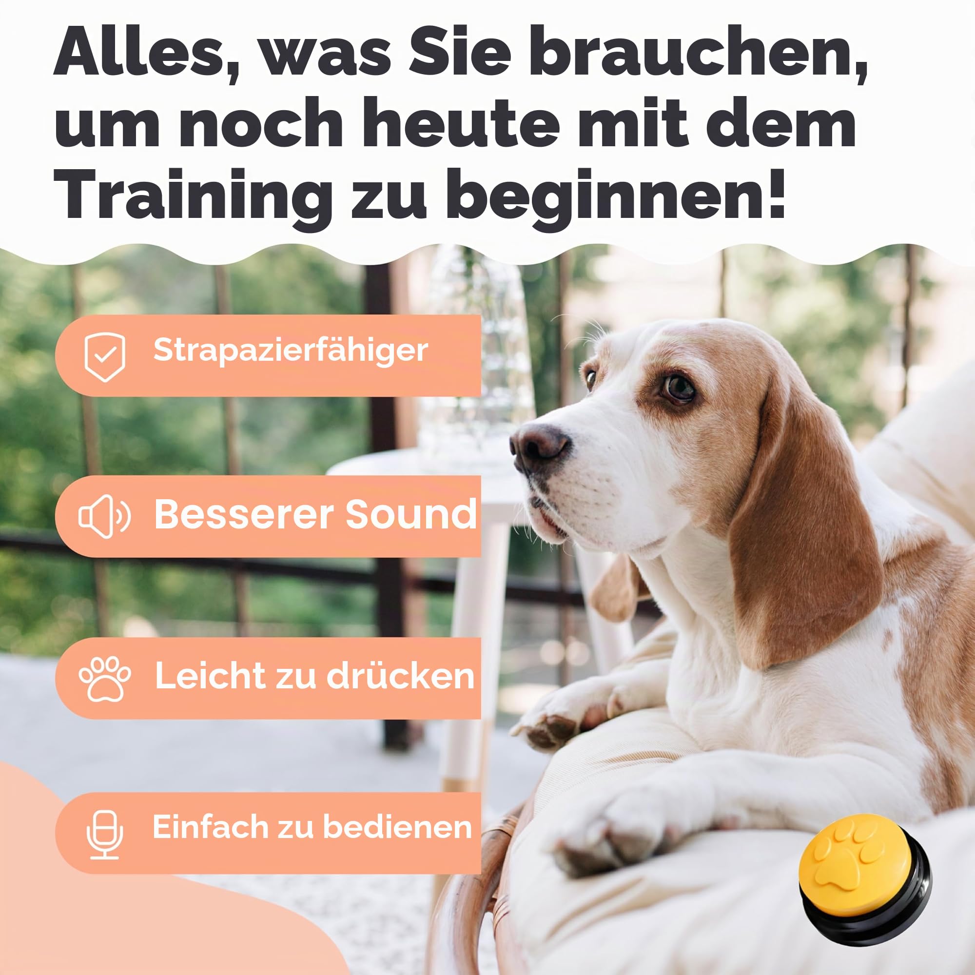 Buzzer mit aufnahmefunktion & Buzzer mit Sound Sprechende Knöpfe für Hundepfoten, 4er-Pack Hundetrainingsknöpfe, beschreibbare Buttons für Kommunikationstraining & Welpenbedarf
